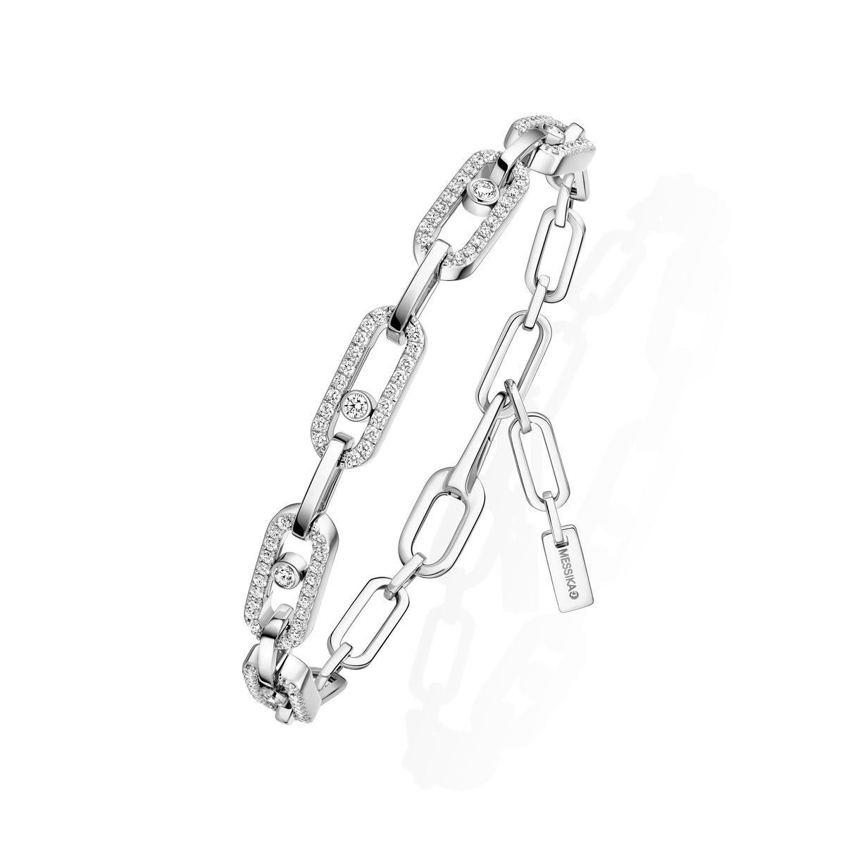 Messika Move Link 18k White Gold Pavé Diamond Bracelet