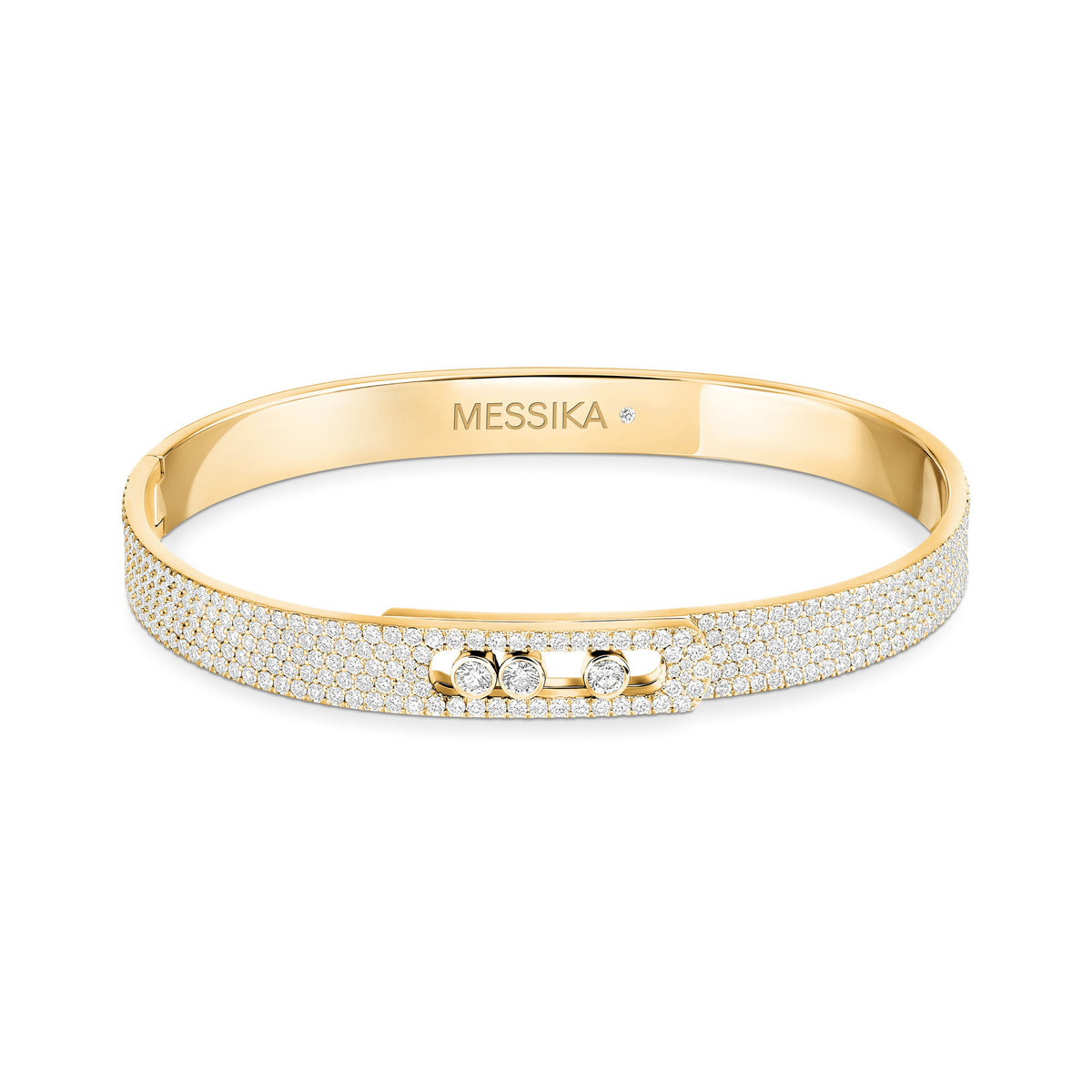 Messika Move Noa Medium 18k Yellow Gold Pavé Diamond Bangle Bracelet