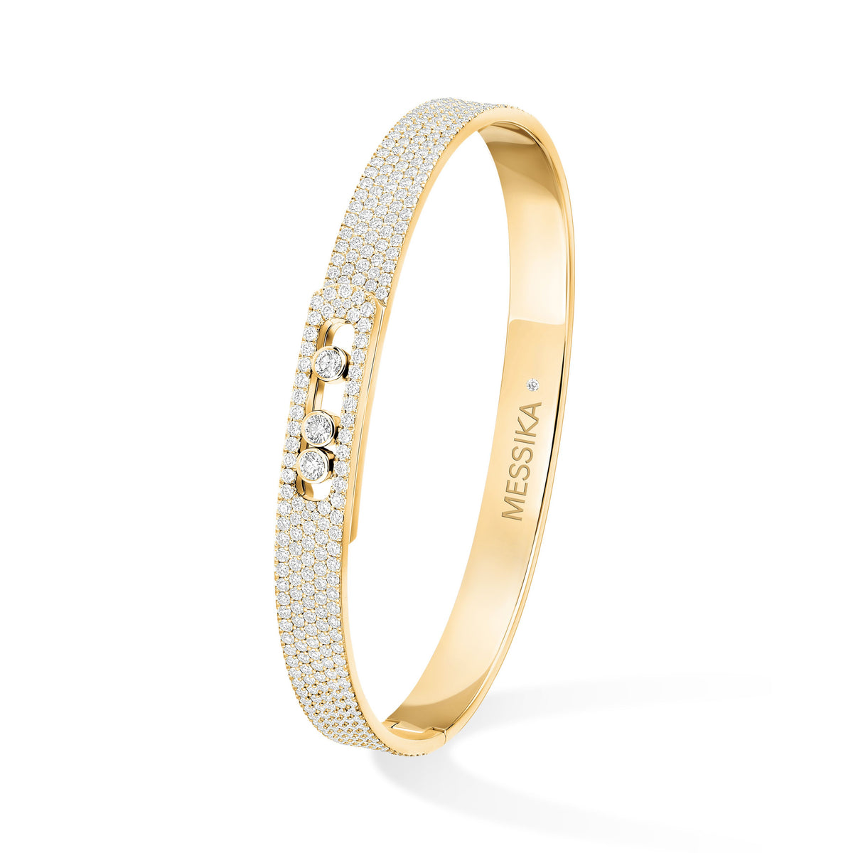 Messika Move Noa Medium 18k Yellow Gold Pavé Diamond Bangle Bracelet