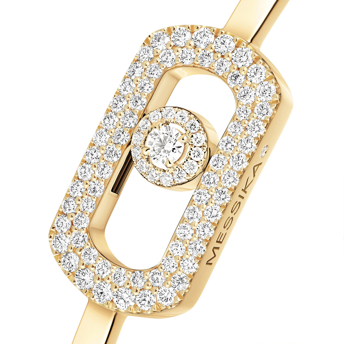 Messika So Move 18k Yellow Gold Pavé Diamond Bangle Bracelet