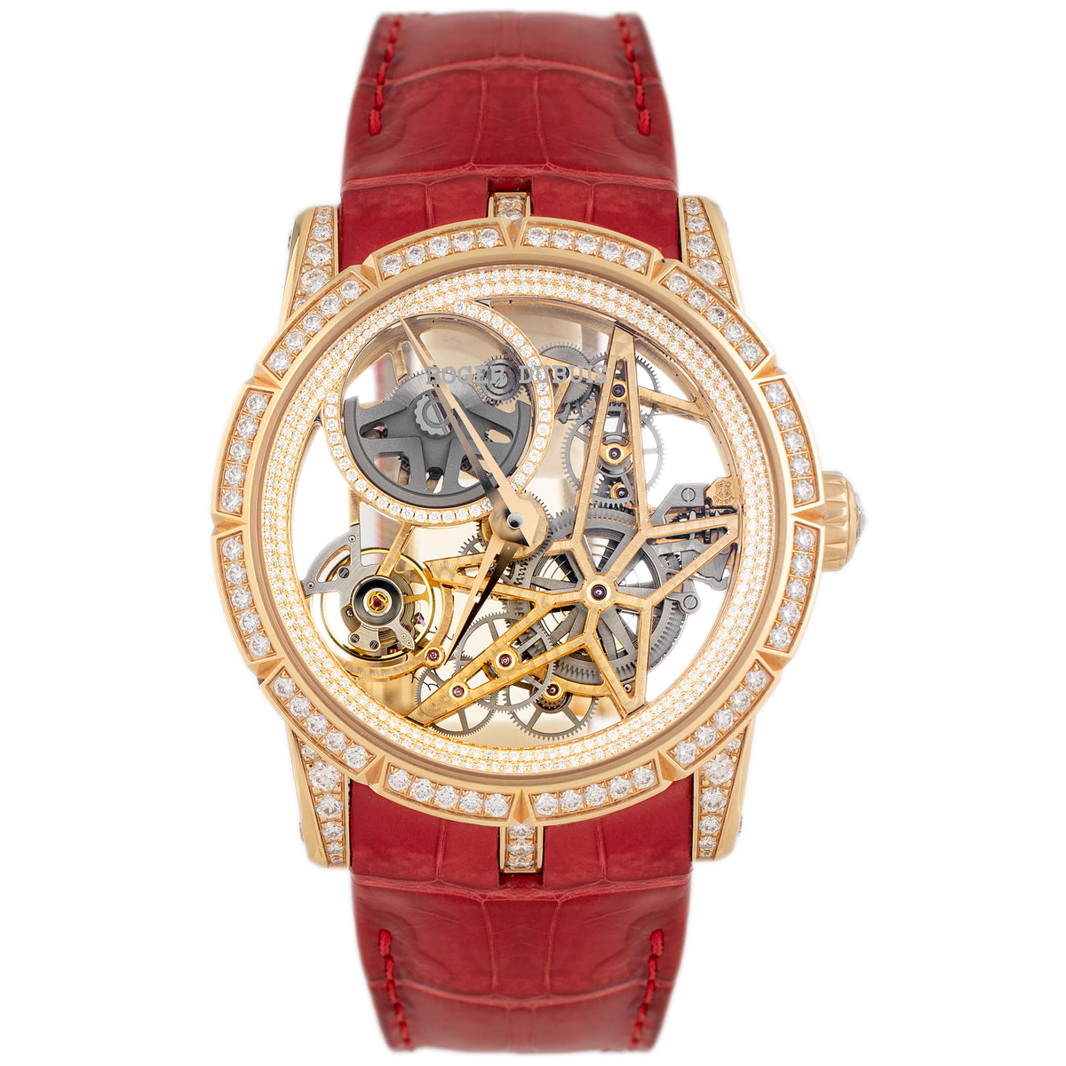 Roger Dubuis Excalibur Monobalancier Rose Gold Skeleton Dial 42mm DBEX0937 Full Set