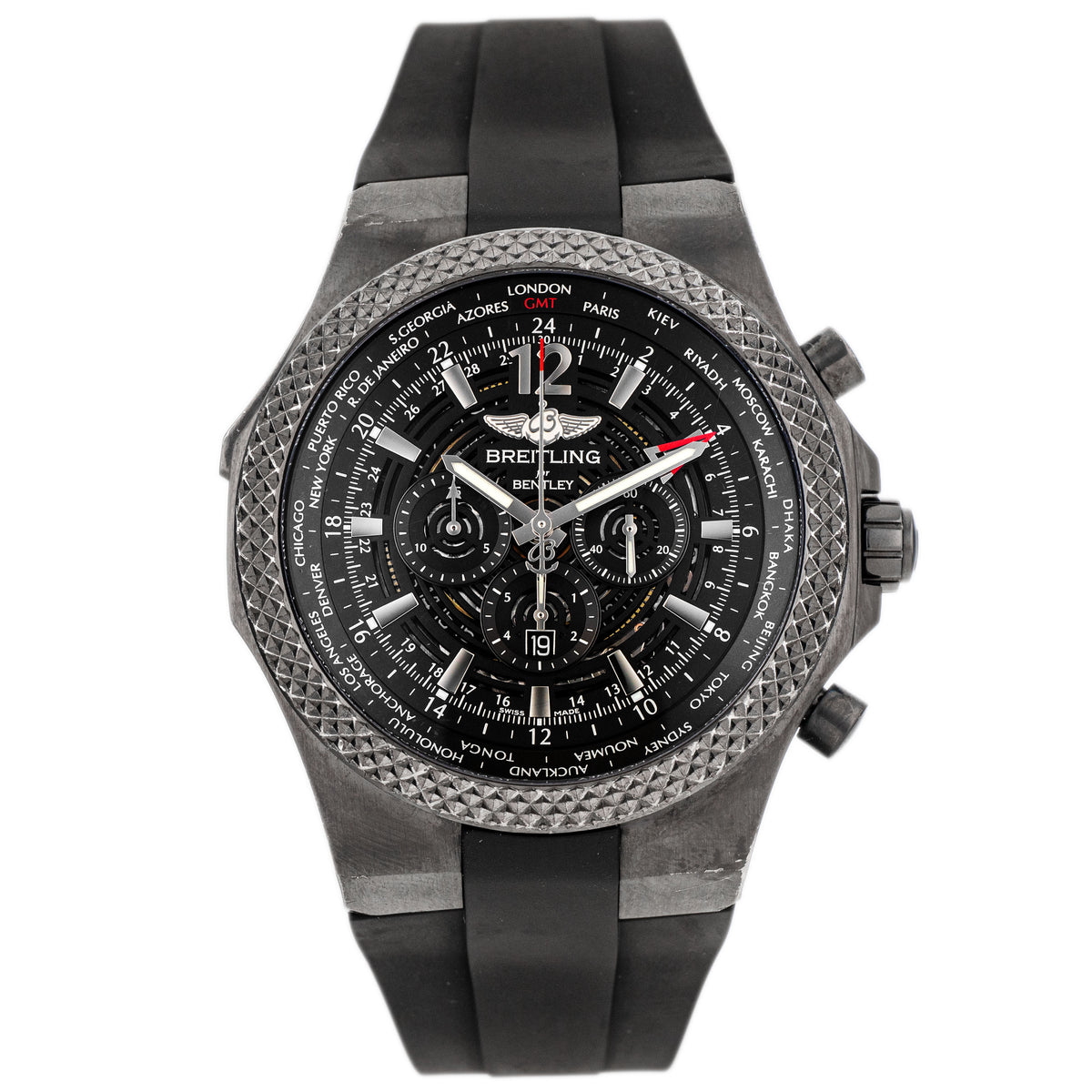 Breitling Bentley GMT Midnight Carbon Stainless Steel Black Dial 49mm M47362