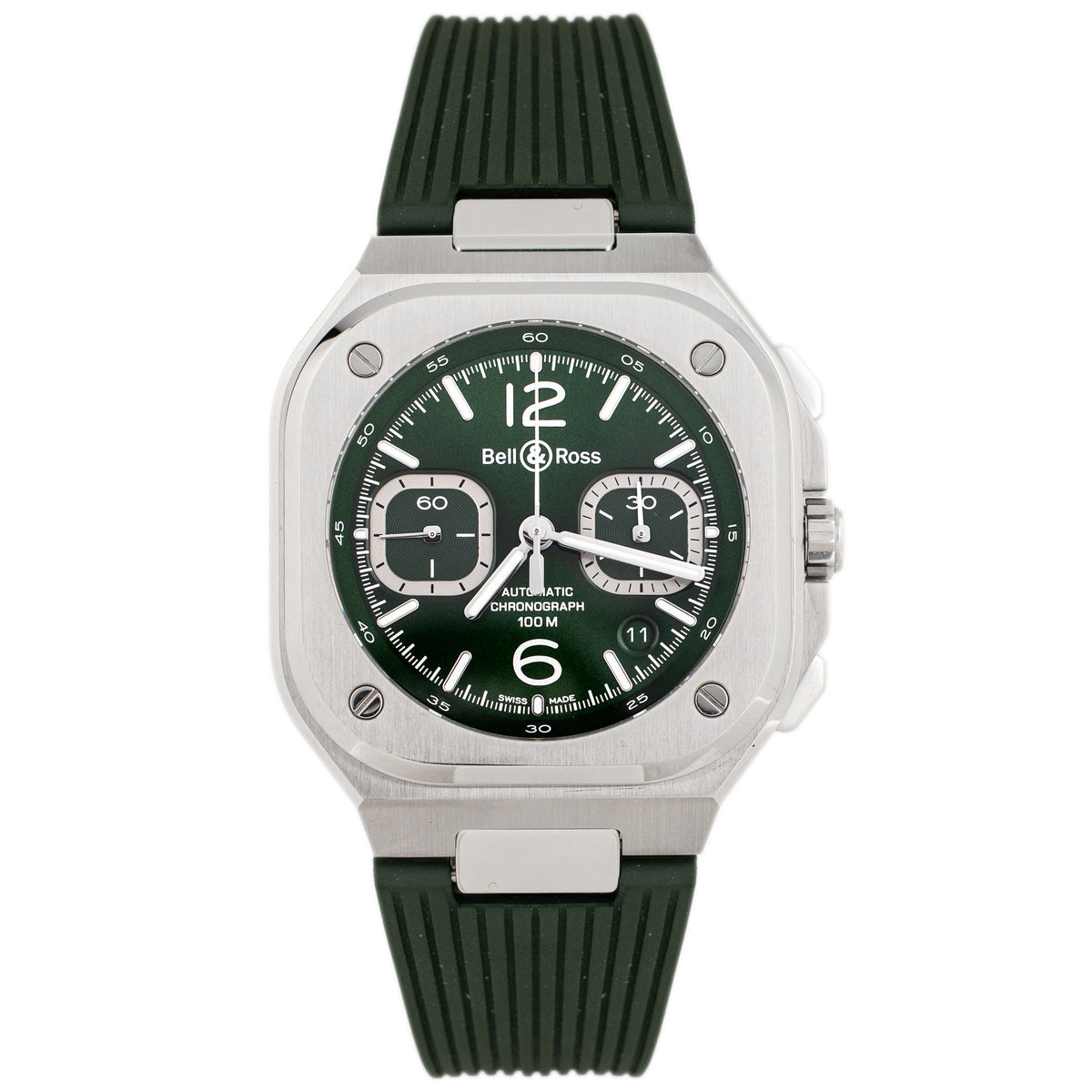 Bell & Ross BR-05 Chrono Stainless Steel Green Dial 42mm BR05C-GN-ST/SRB Full Set