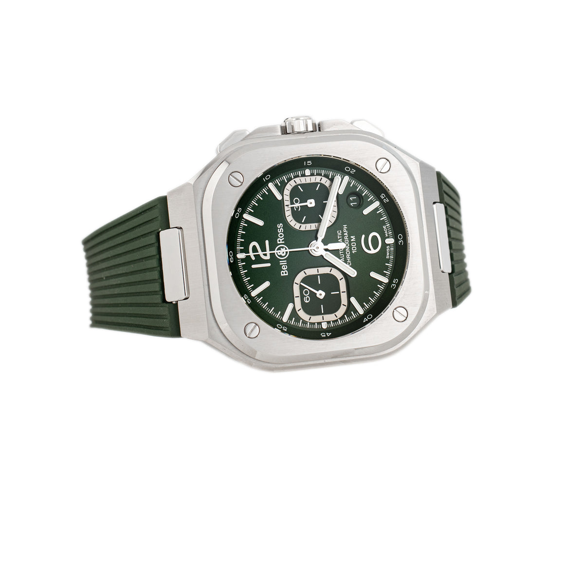 Bell & Ross BR-05 Chrono Stainless Steel Green Dial 42mm BR05C-GN-ST/SRB Full Set