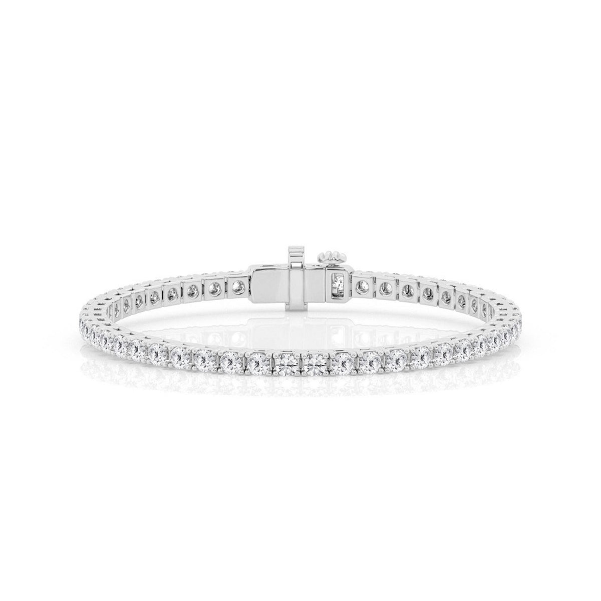 14k White Gold Lab Grown Round Diamond Line Bracelet 3.02cttw