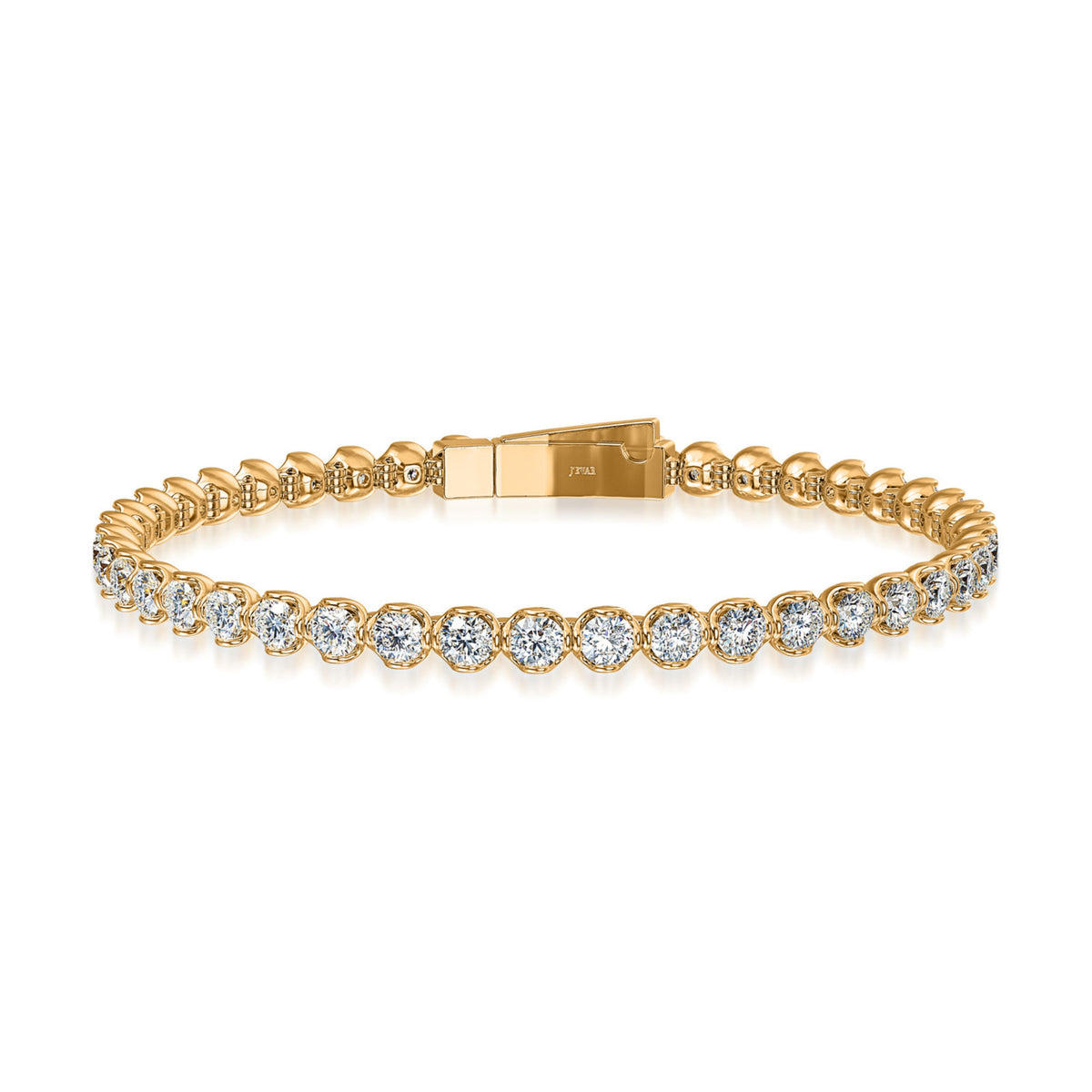 14k Yellow Gold Lotus Petals Lab Grown Diamond Line Bracelet 4.96cttw