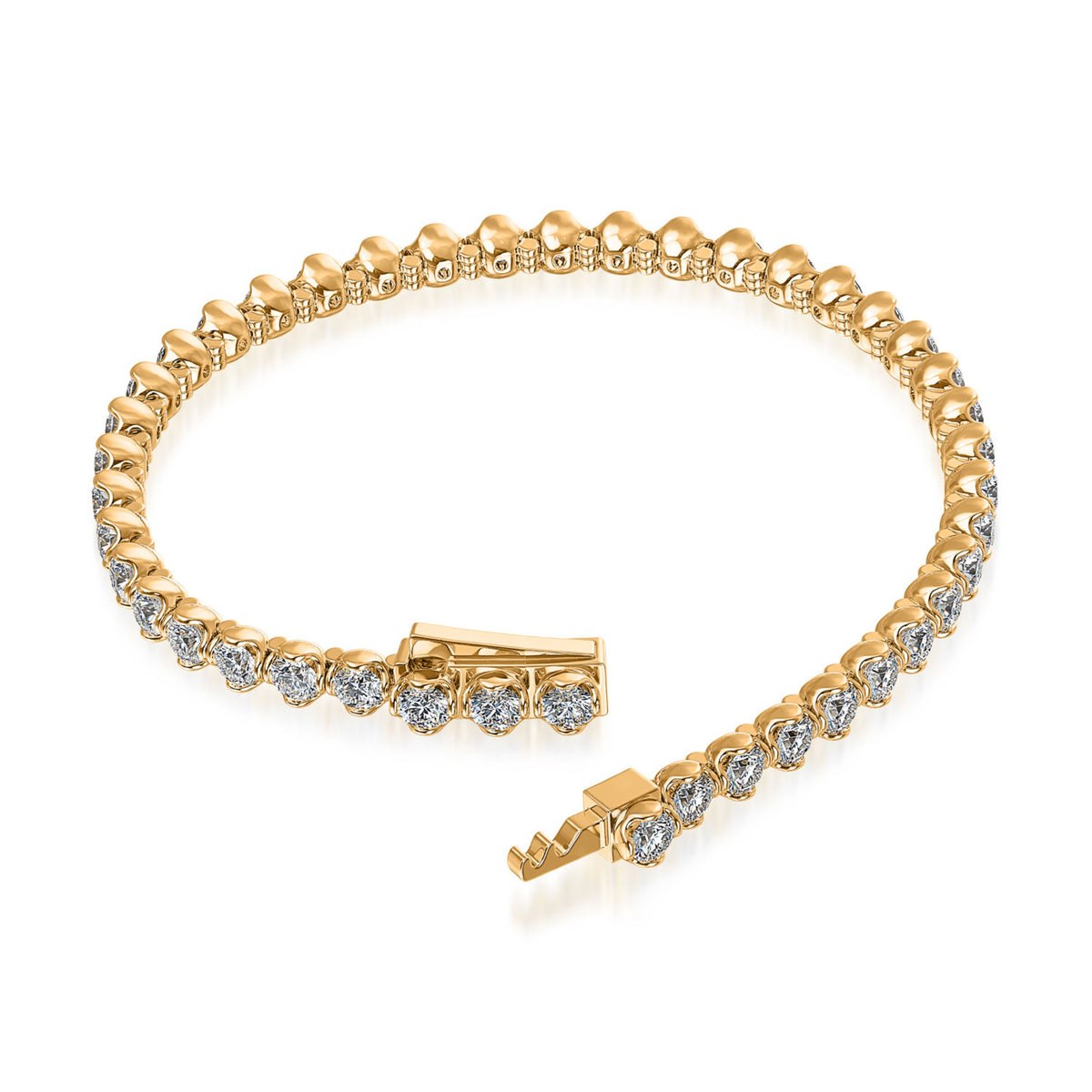 14k Yellow Gold Lotus Petals Lab Grown Diamond Line Bracelet 4.96cttw