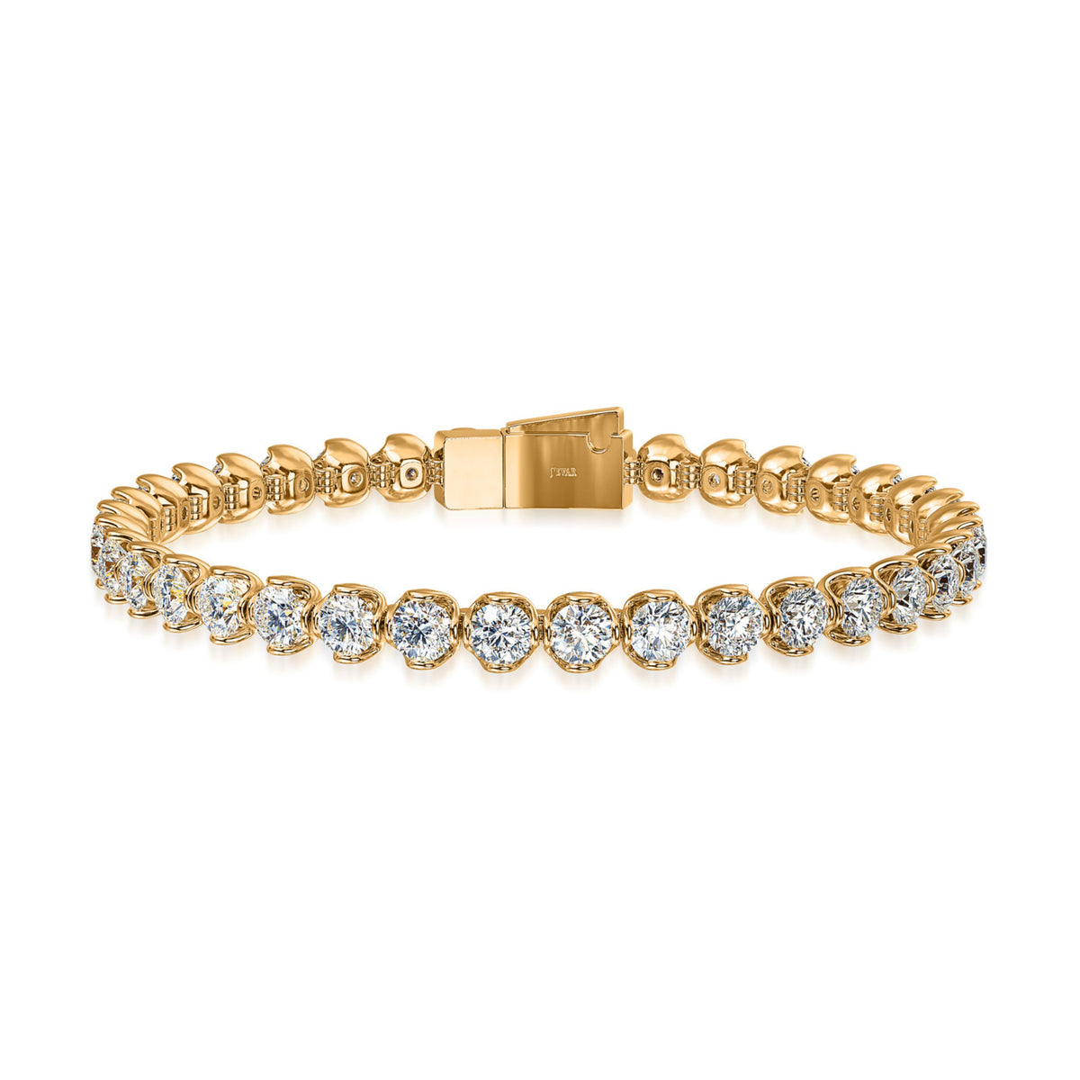 14k Yellow Gold Lotus Petals Lab Grown Diamond Line Bracelet 6.96cttw