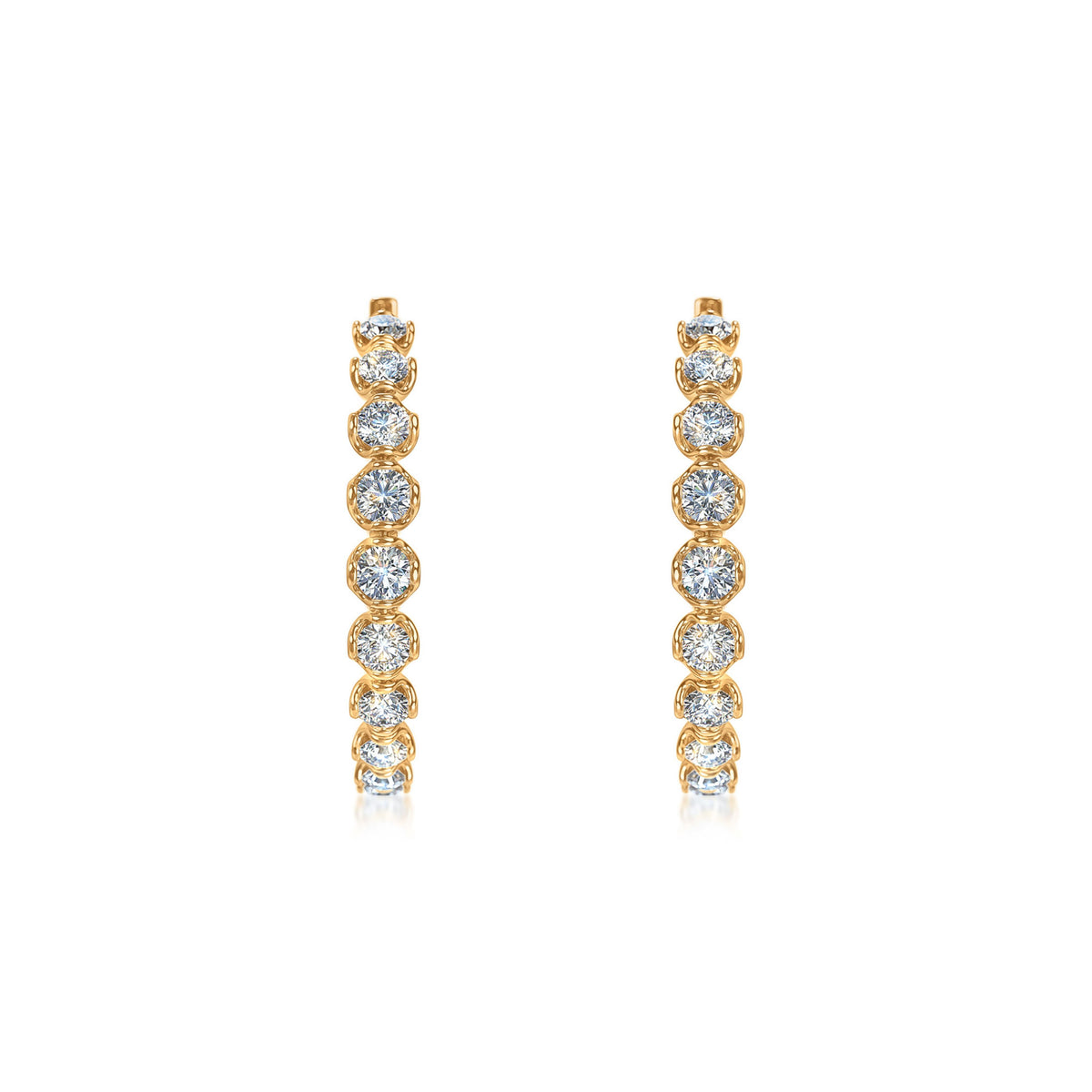 14k Yellow Gold Lotus Petals Lab Grown Diamond Inside Outside Hoop Earrings 5.00cttw