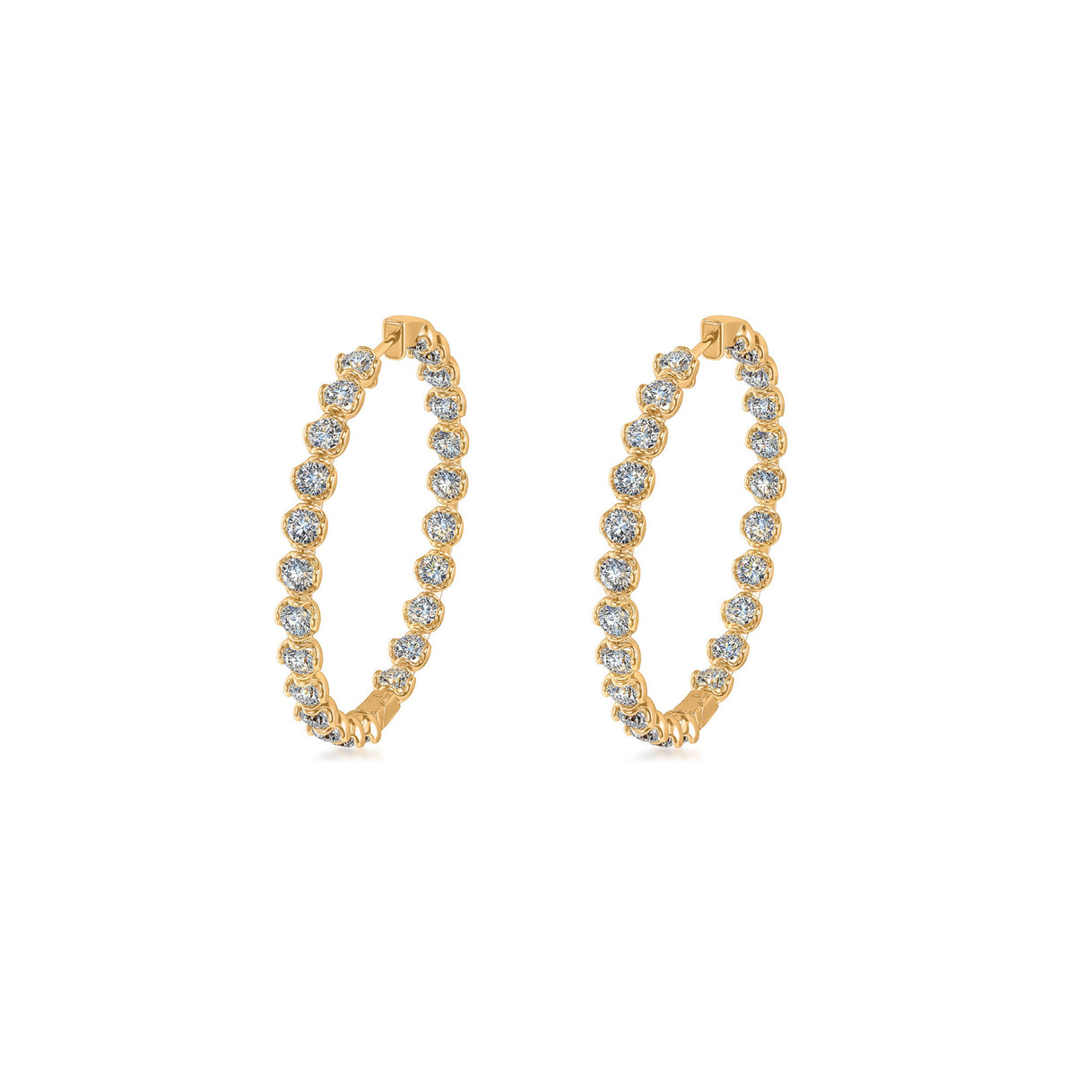 14k Yellow Gold Lotus Petals Lab Grown Diamond Inside Outside Hoop Earrings 5.00cttw