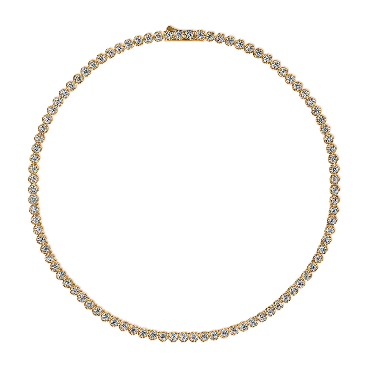 18k Yellow Gold Lotus Petals Lab Grown Diamond Line Necklace 10.00cttw