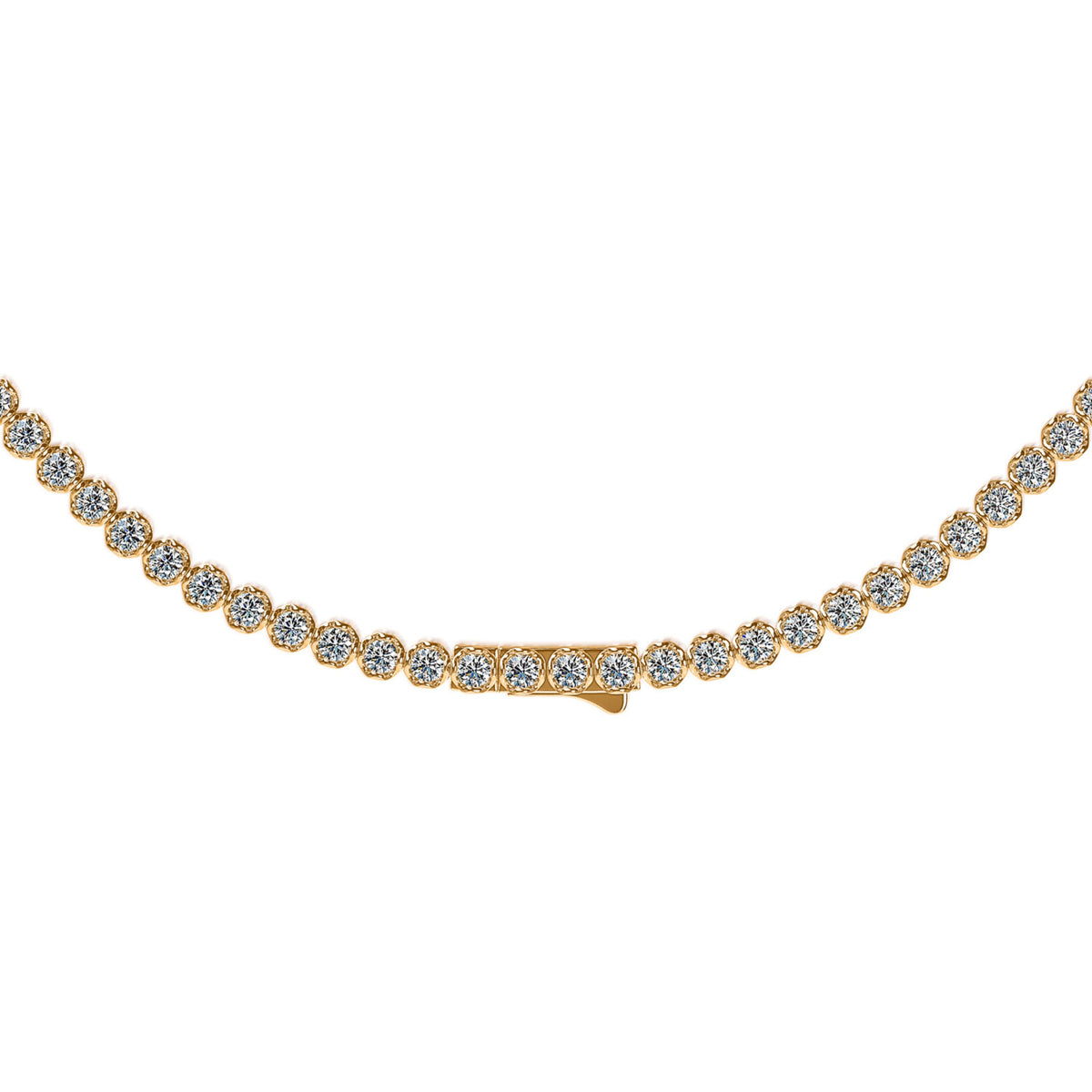 18k Yellow Gold Lotus Petals Lab Grown Diamond Line Necklace 10.00cttw