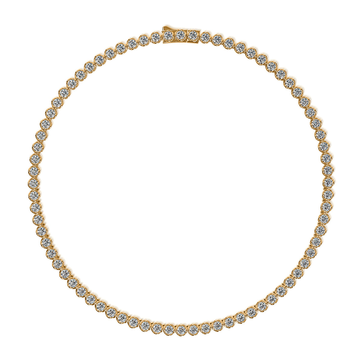 18k Yellow Gold Lotus Petals Lab Grown Diamond Line Necklace 15.00cttw