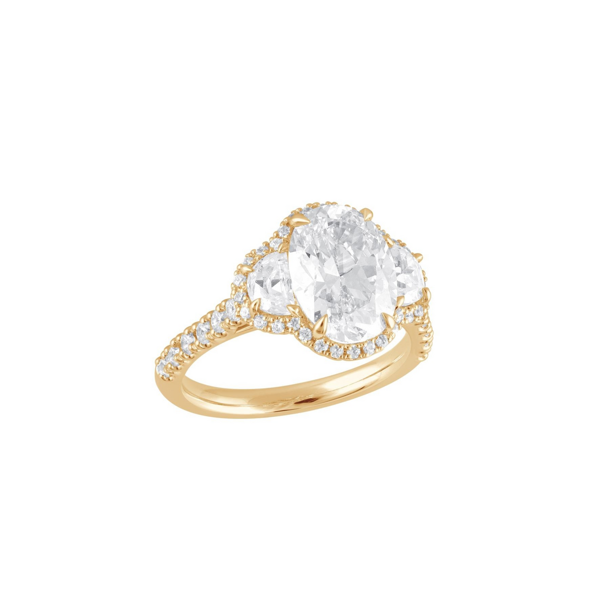 18k Yellow Gold Lab Grown 3.00CT Oval Diamond Engagement Ring