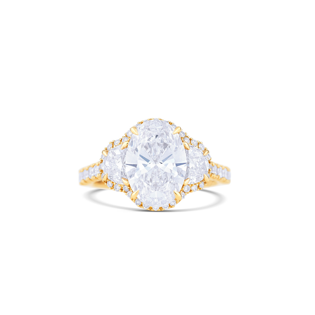 18k Yellow Gold Lab Grown 3.00CT Oval Diamond Engagement Ring
