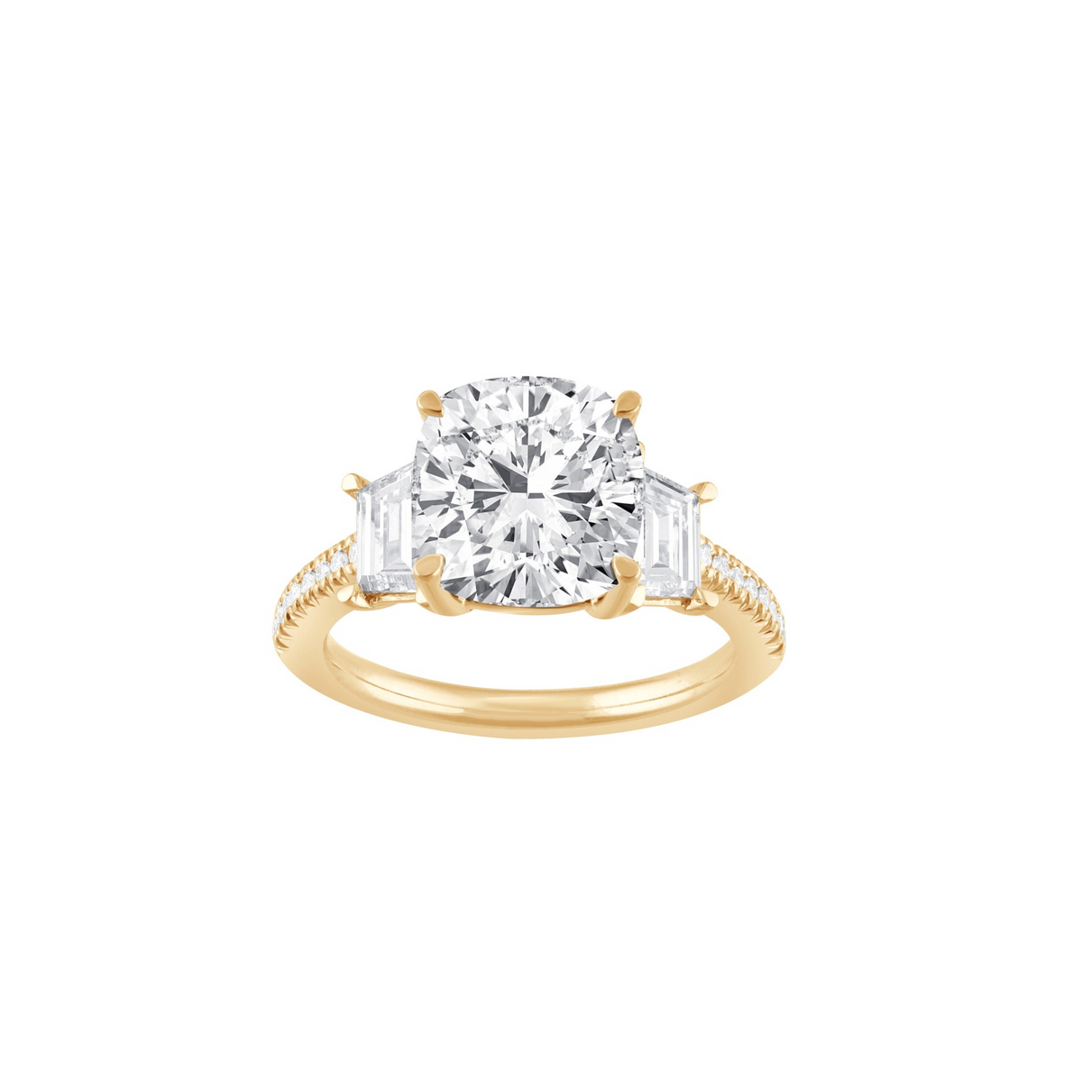 18k Yellow Gold Lab Grown 3.09CT Cushion Diamond Engagement Ring