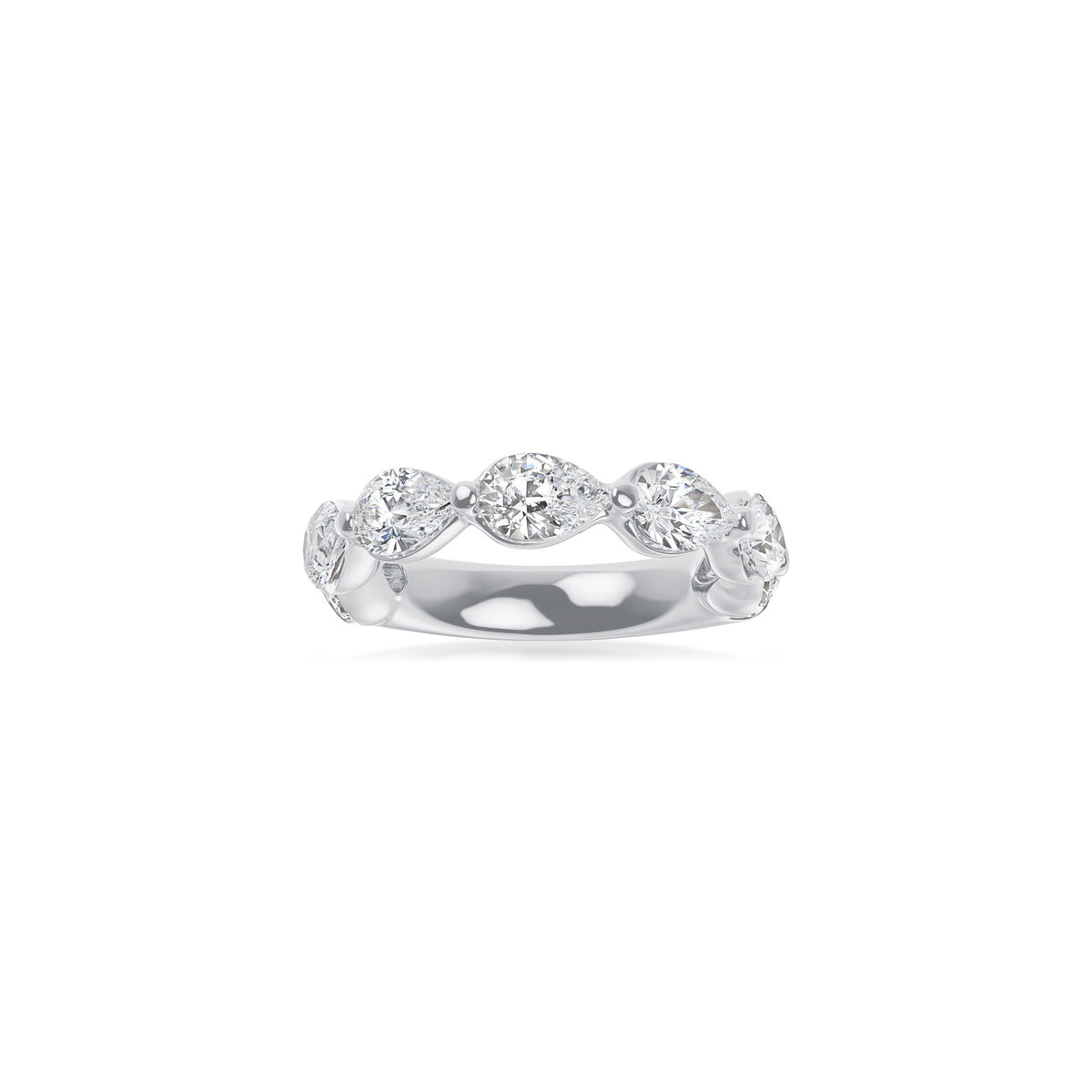 Platinum Lab Grown Pear Diamond Shared Prong Band 3.00cttw