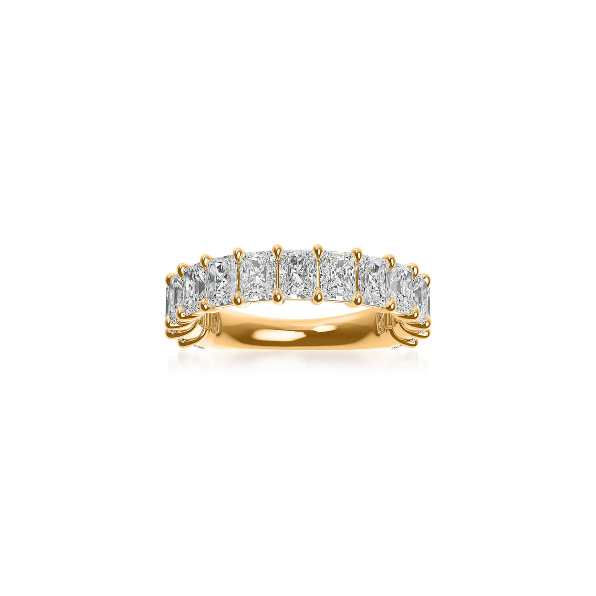 14k Yellow Gold Lab Grown Radiant Diamond Shared Prong Band 3.00cttw