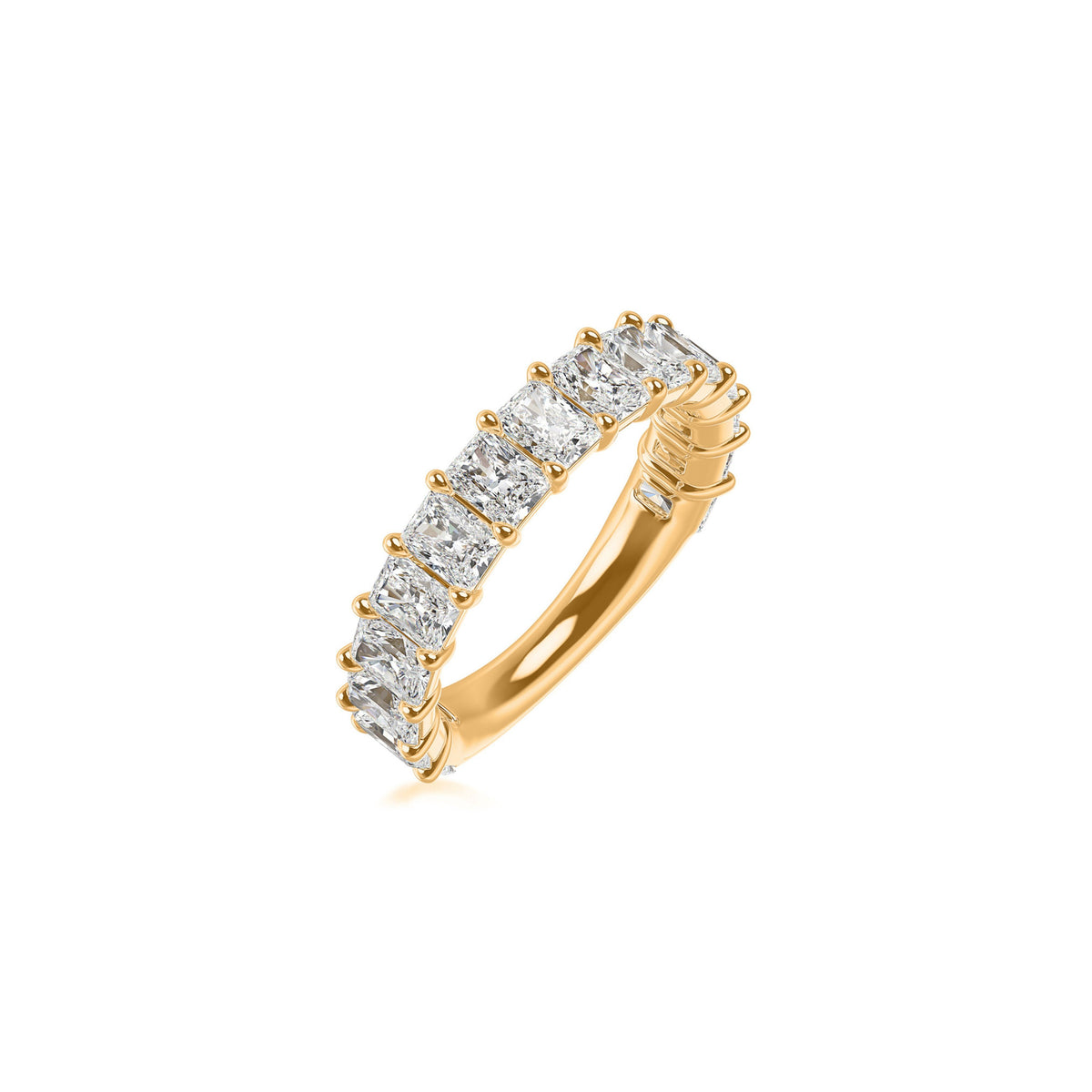 14k Yellow Gold Lab Grown Radiant Diamond Shared Prong Band 3.00cttw