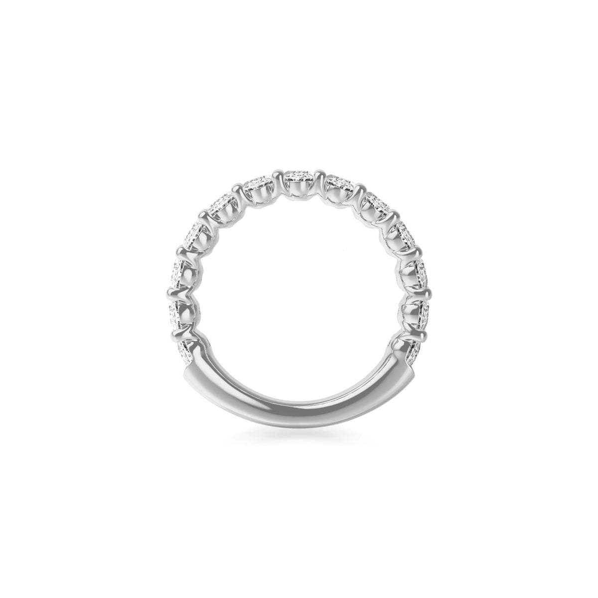 14k White Gold Lab Grown Oval Diamond Shared Prong Band 2.50cttw