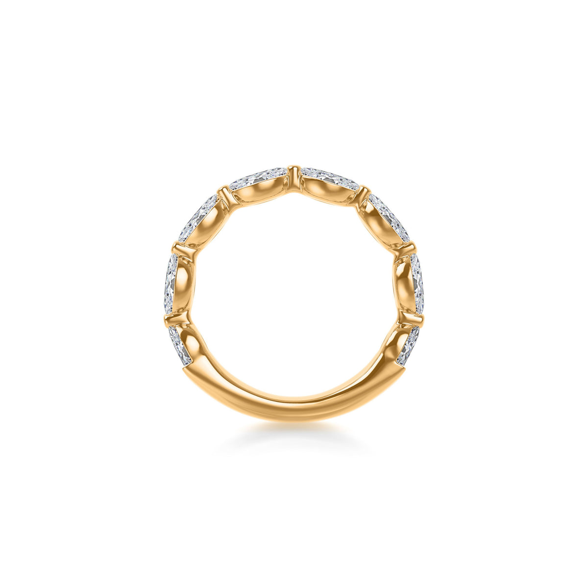 14k Yellow Gold Lab Grown Marquise Diamond Shared Prong Band 2.00cttw