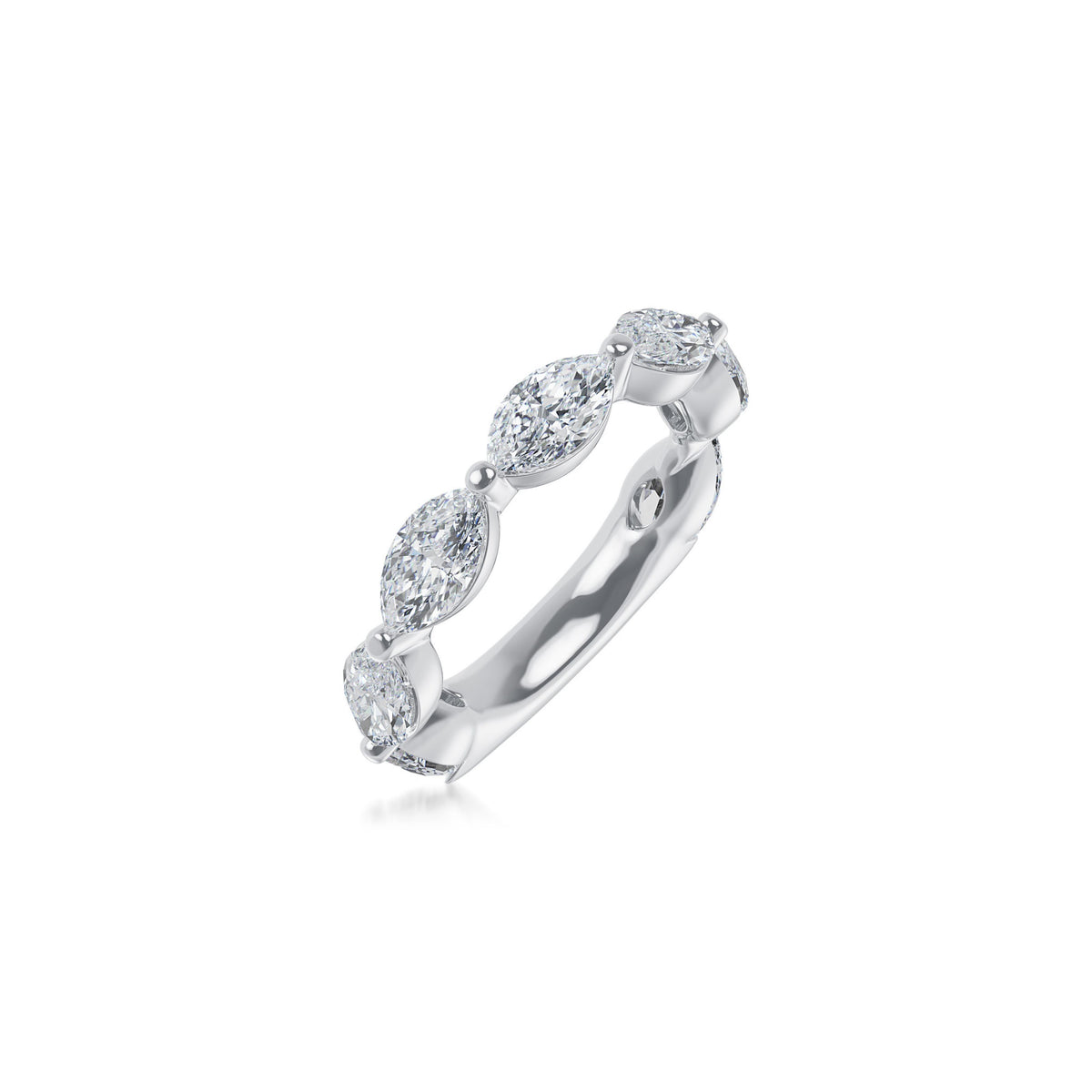 Platinum Lab Grown Marquise Diamond Shared Prong Band 3.00cttw
