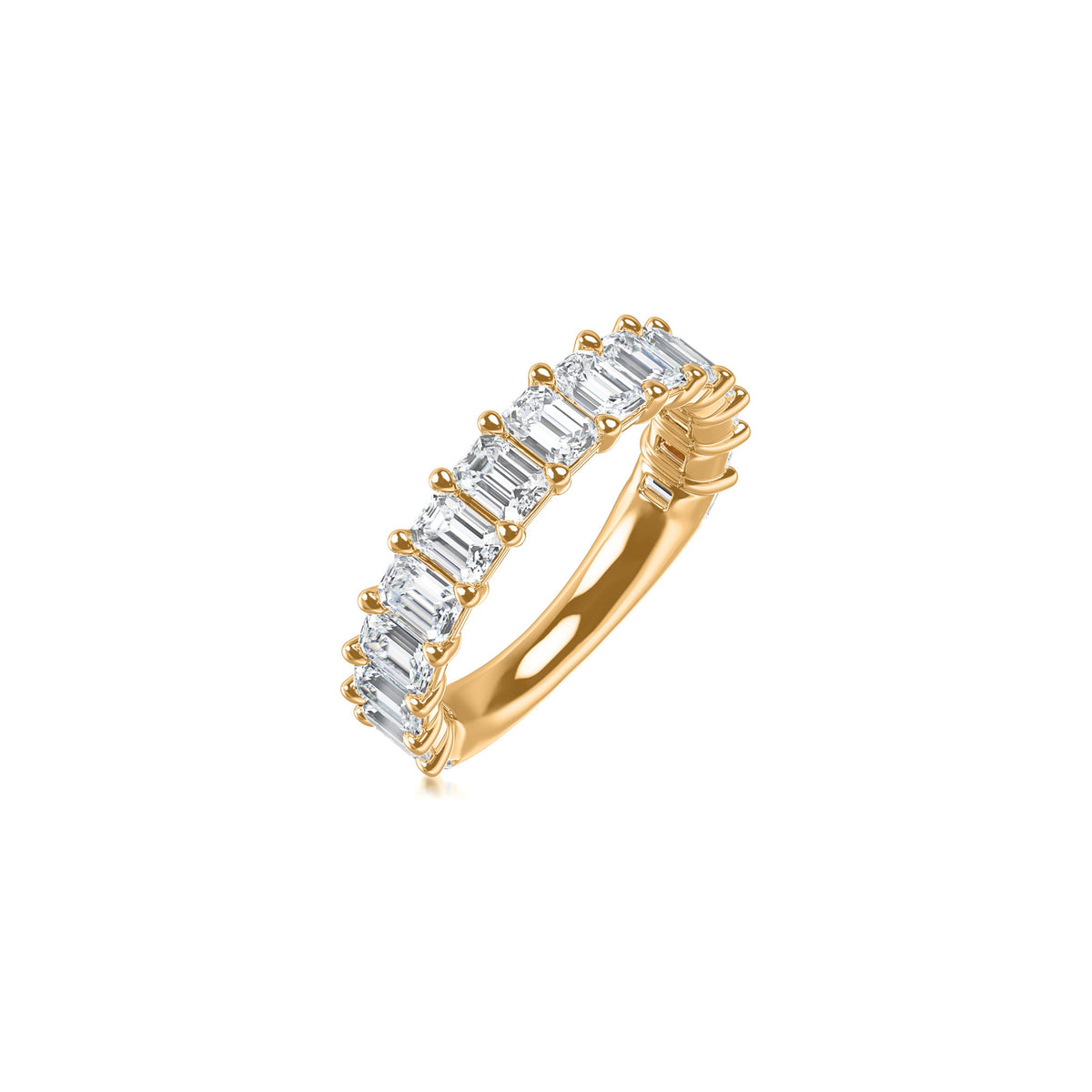 14k Yellow Gold Lab Grown Emerald Diamond Shared Prong Band 3.00cttw
