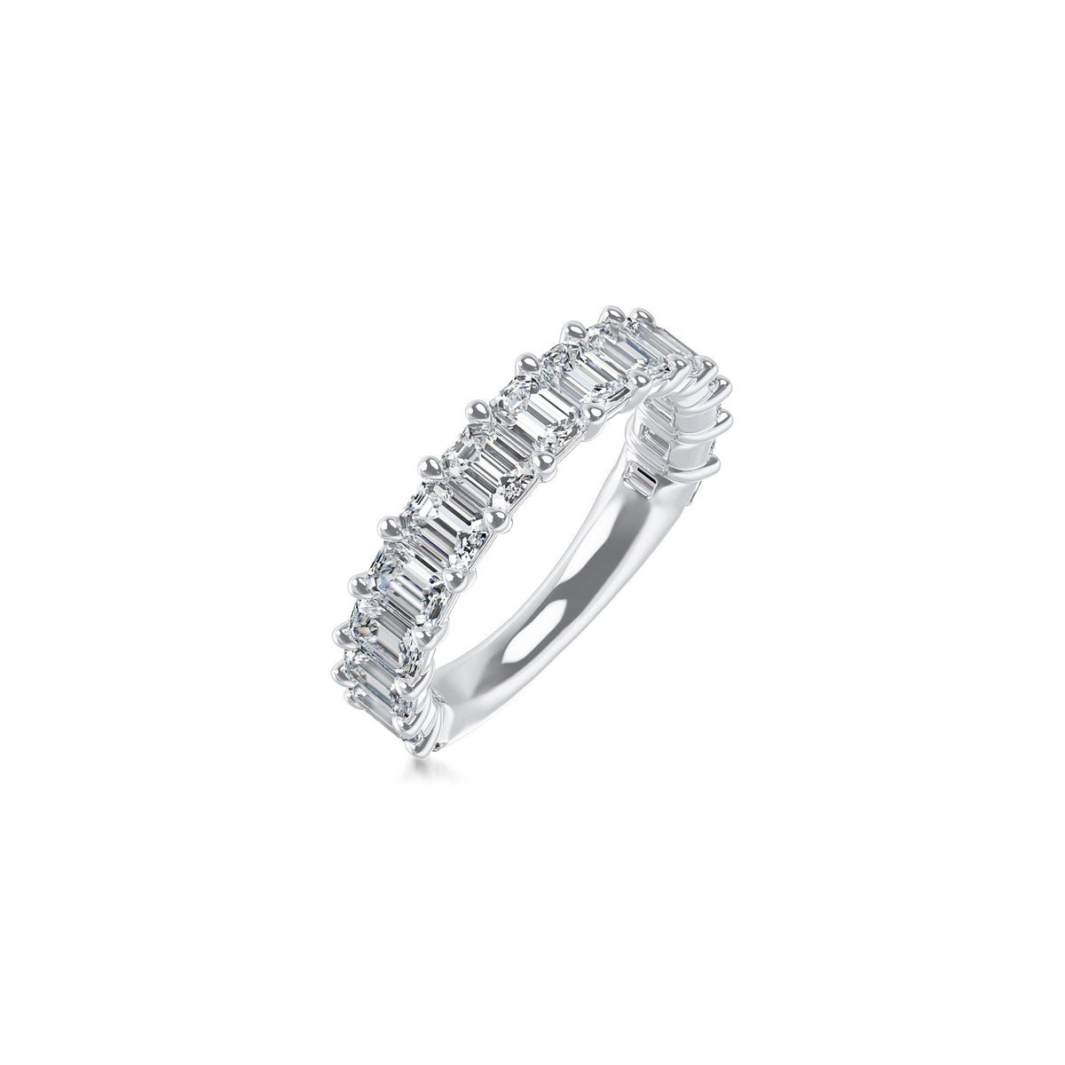 Platinum Lab Grown Emerald Diamond Shared Prong Band 5.00cttw