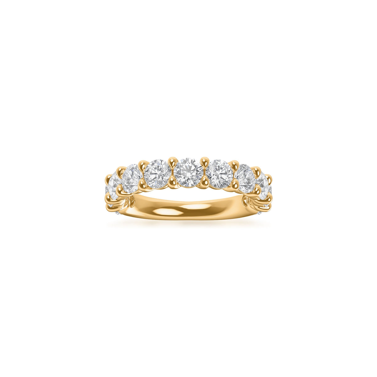 14k Yellow Gold Lab Grown Round Diamond Shared Prong Band 2.50cttw