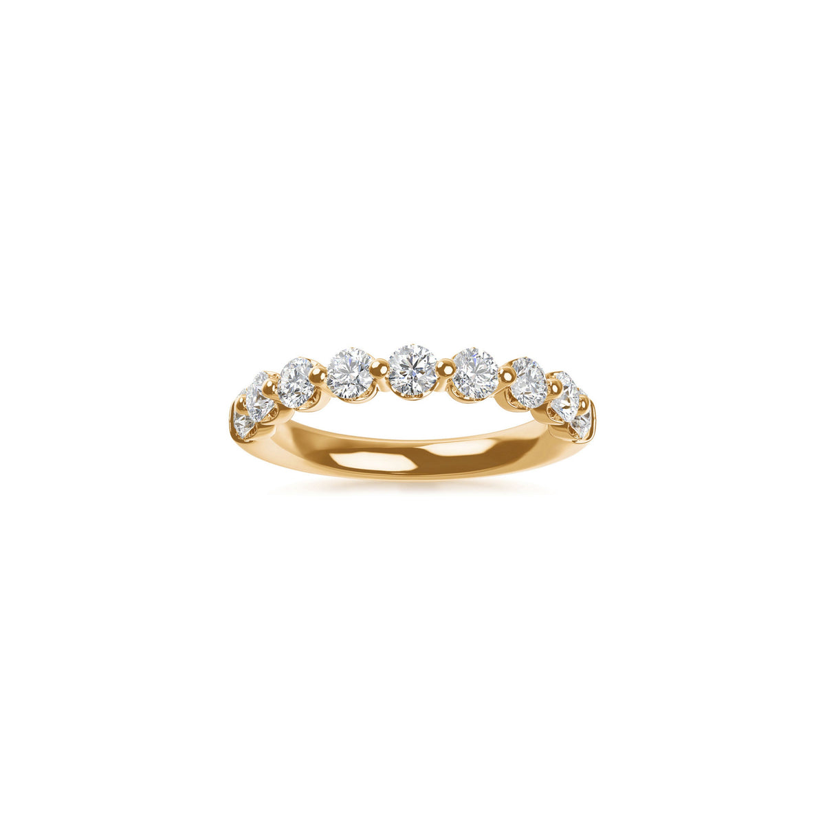 14k Yellow Gold Lab Grown Round Diamond Shared Prong Band 1.00cttw