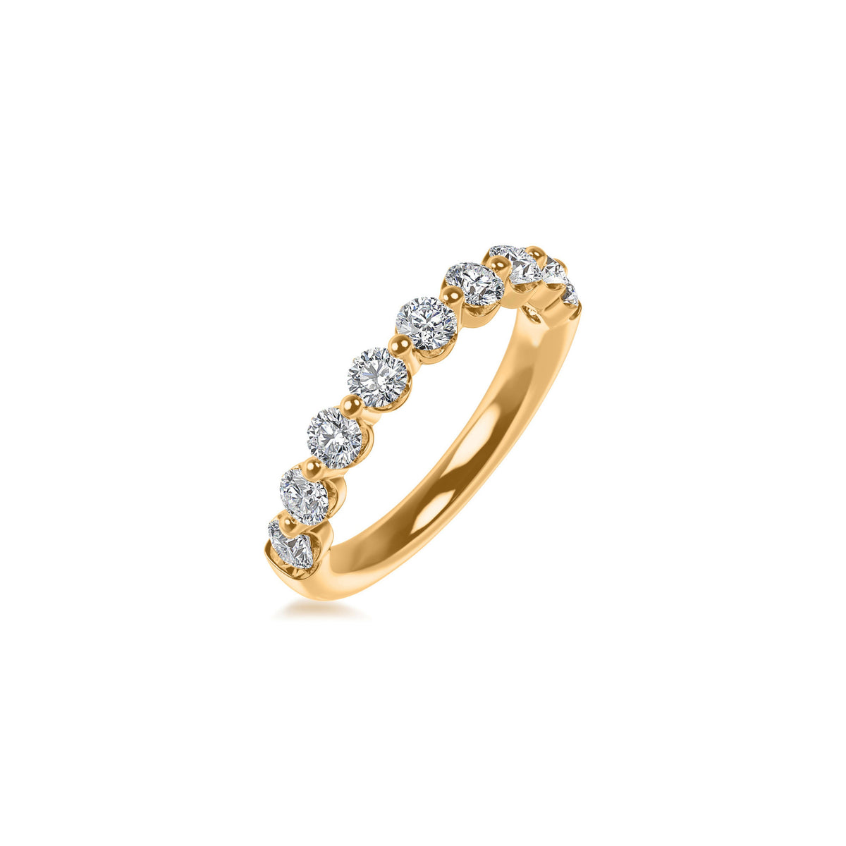 14k Yellow Gold Lab Grown Round Diamond Shared Prong Band 1.00cttw