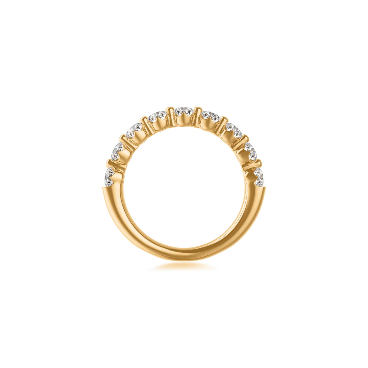 14k Yellow Gold Lab Grown Round Diamond Shared Prong Band 1.00cttw