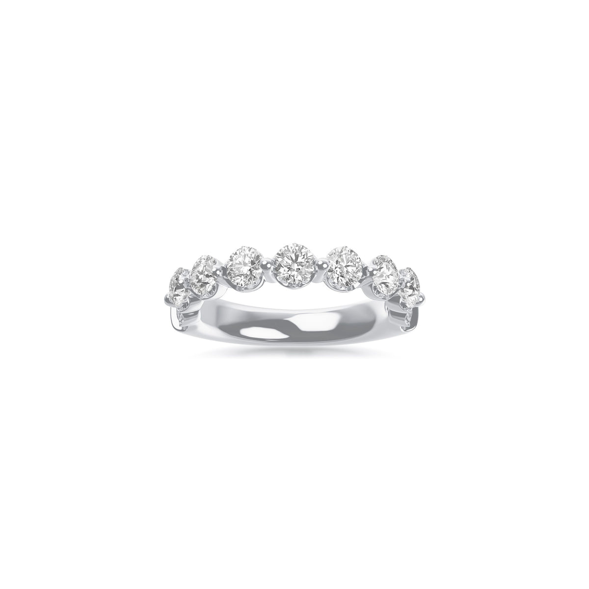 14k White Gold Lab Grown Round Diamond Shared Prong Band 2.00cttw