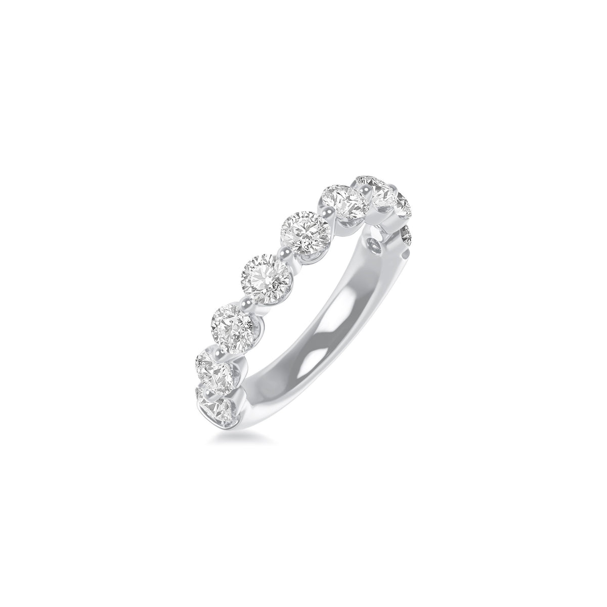 14k White Gold Lab Grown Round Diamond Shared Prong Band 2.00cttw