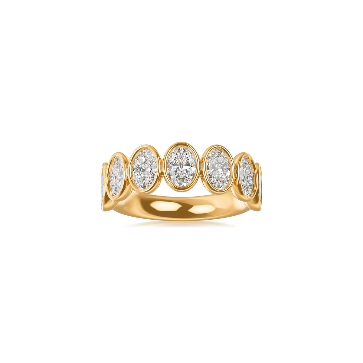 14k Yellow Gold Lab Grown Oval Diamond Bezel Set Band 2.50cttw