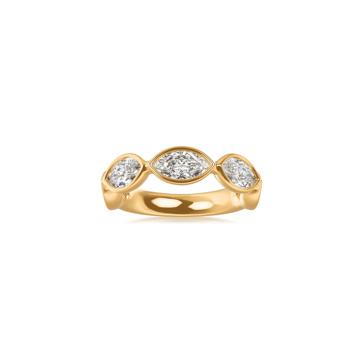 14k Yellow Gold Lab Grown Marquise Diamond Bezel Set Band 3.00cttw