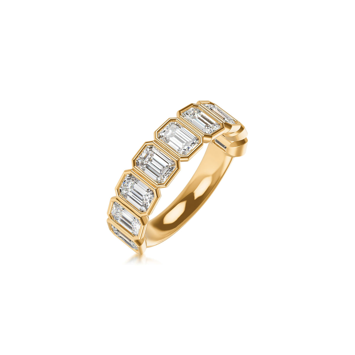 14k Yellow Gold Lab Grown Emerald Diamond Bezel Set Band 4.00cttw
