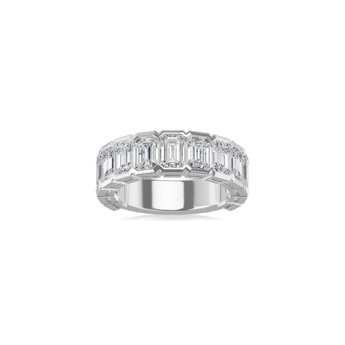 14k White Gold Lab Grown Emerald Diamond Bezel Set Band 5.00cttw