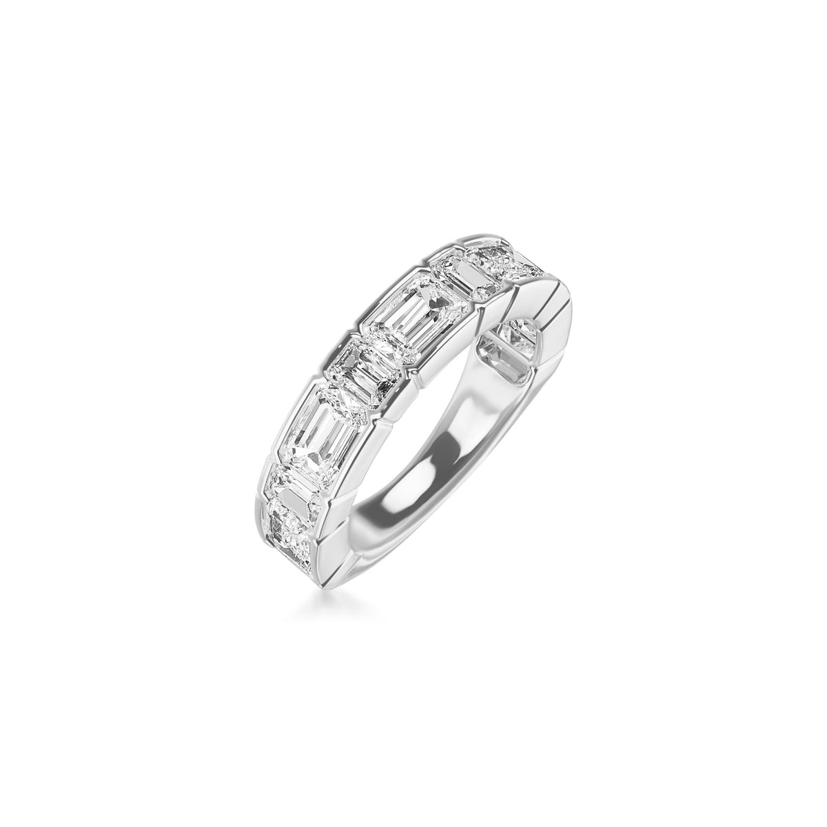 14k White Gold Lab Grown Emerald Diamond Band