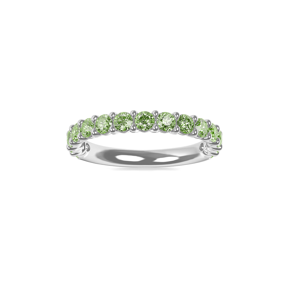 14k White Gold Lab Grown Green Diamond Shared Prong Band 1.00cttw