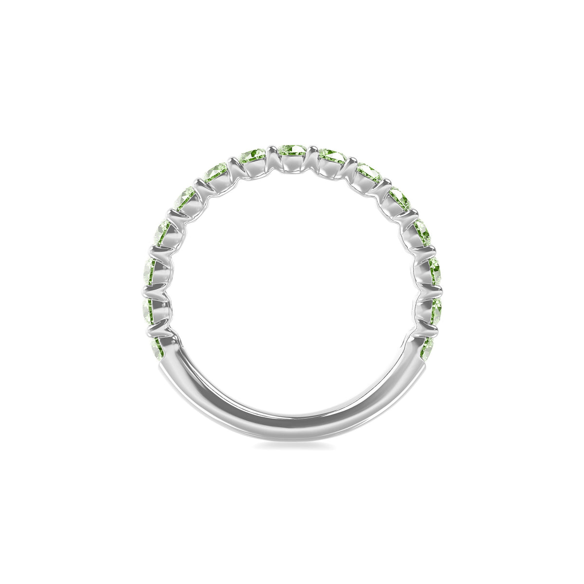 14k White Gold Lab Grown Green Diamond Shared Prong Band 1.00cttw
