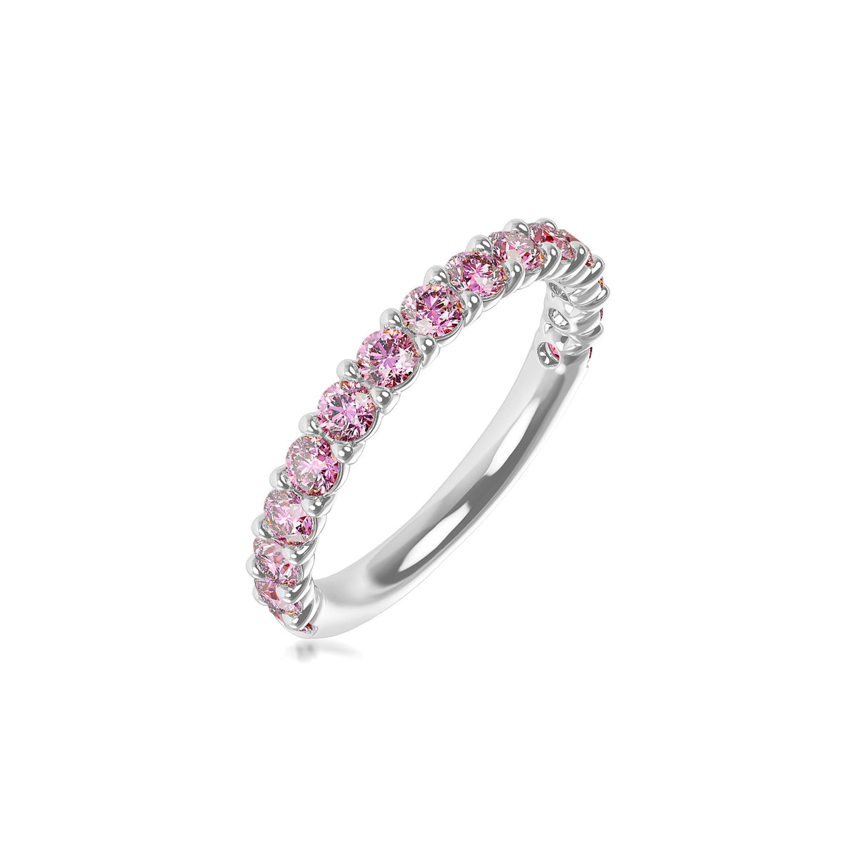14k White Gold Lab Grown Pink Diamond Shared Prong Band 1.00cttw