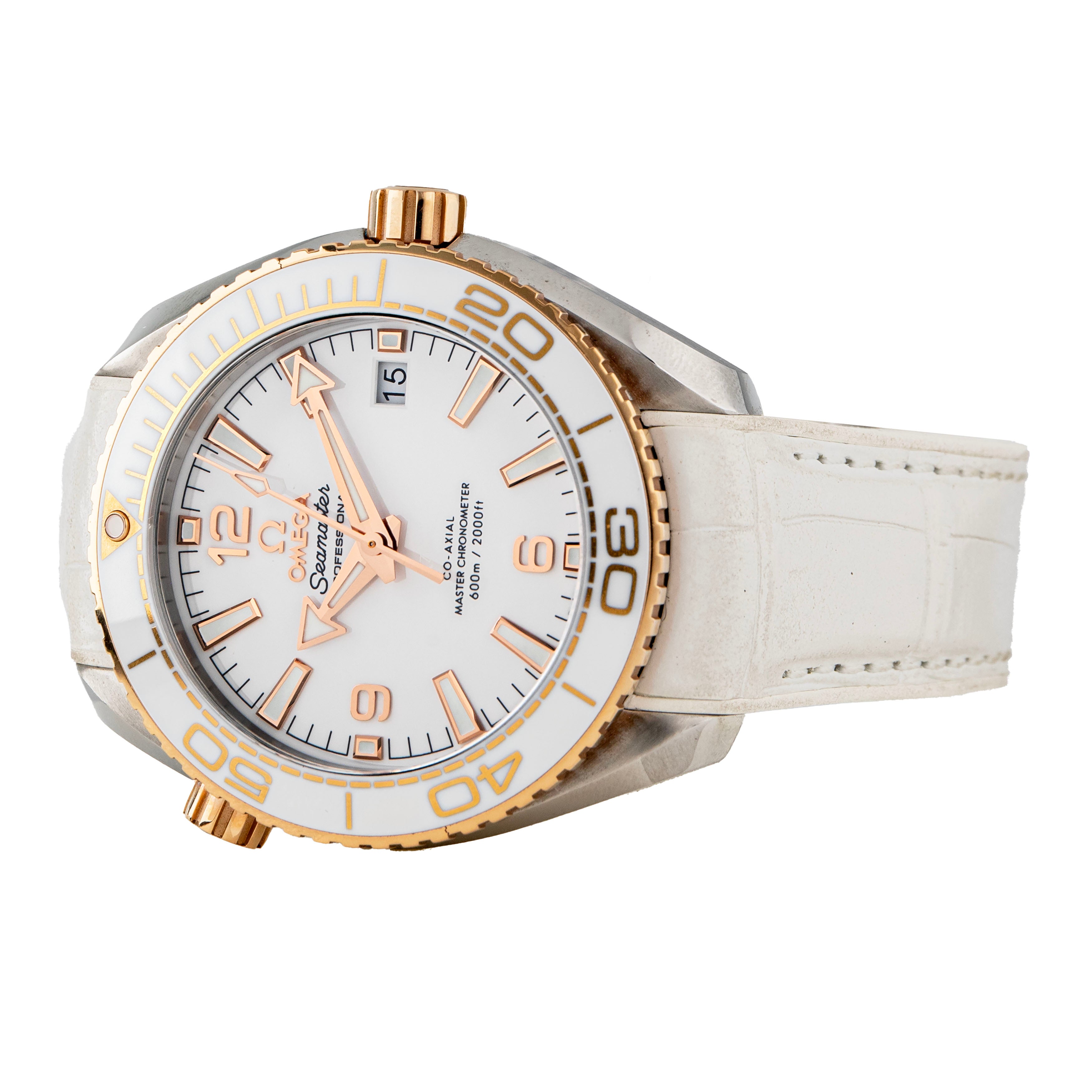 Omega Seamaster Planet Ocean 600m Stainless Steel Rose Gold White Dial 39.5mm 215.32.40.20.04.001 Full Set