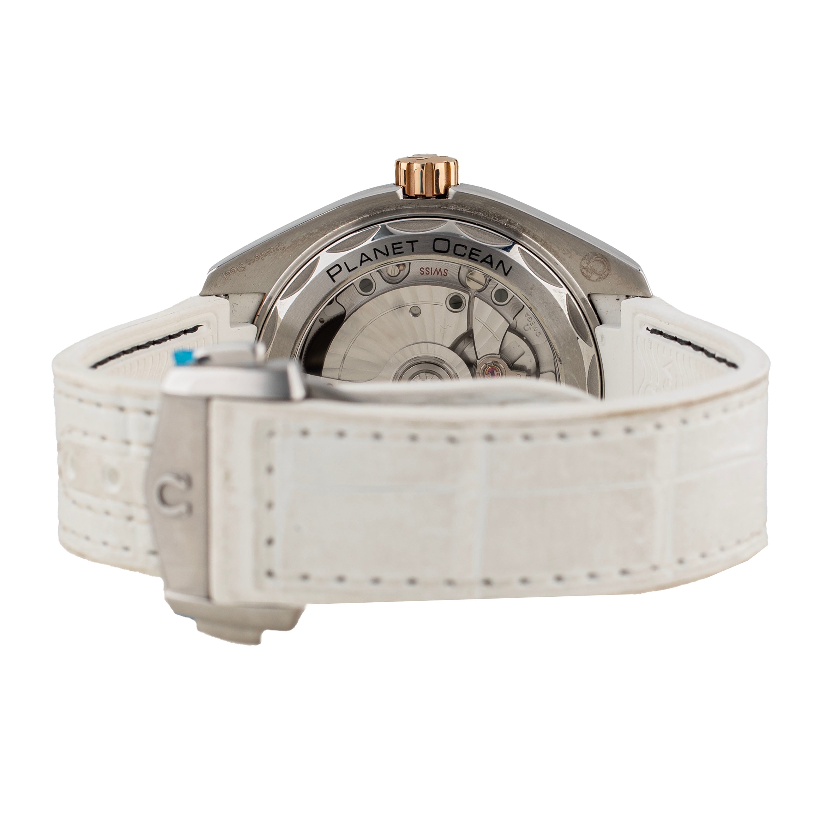 Omega Seamaster Planet Ocean 600m Stainless Steel Rose Gold White Dial 39.5mm 215.32.40.20.04.001 Full Set