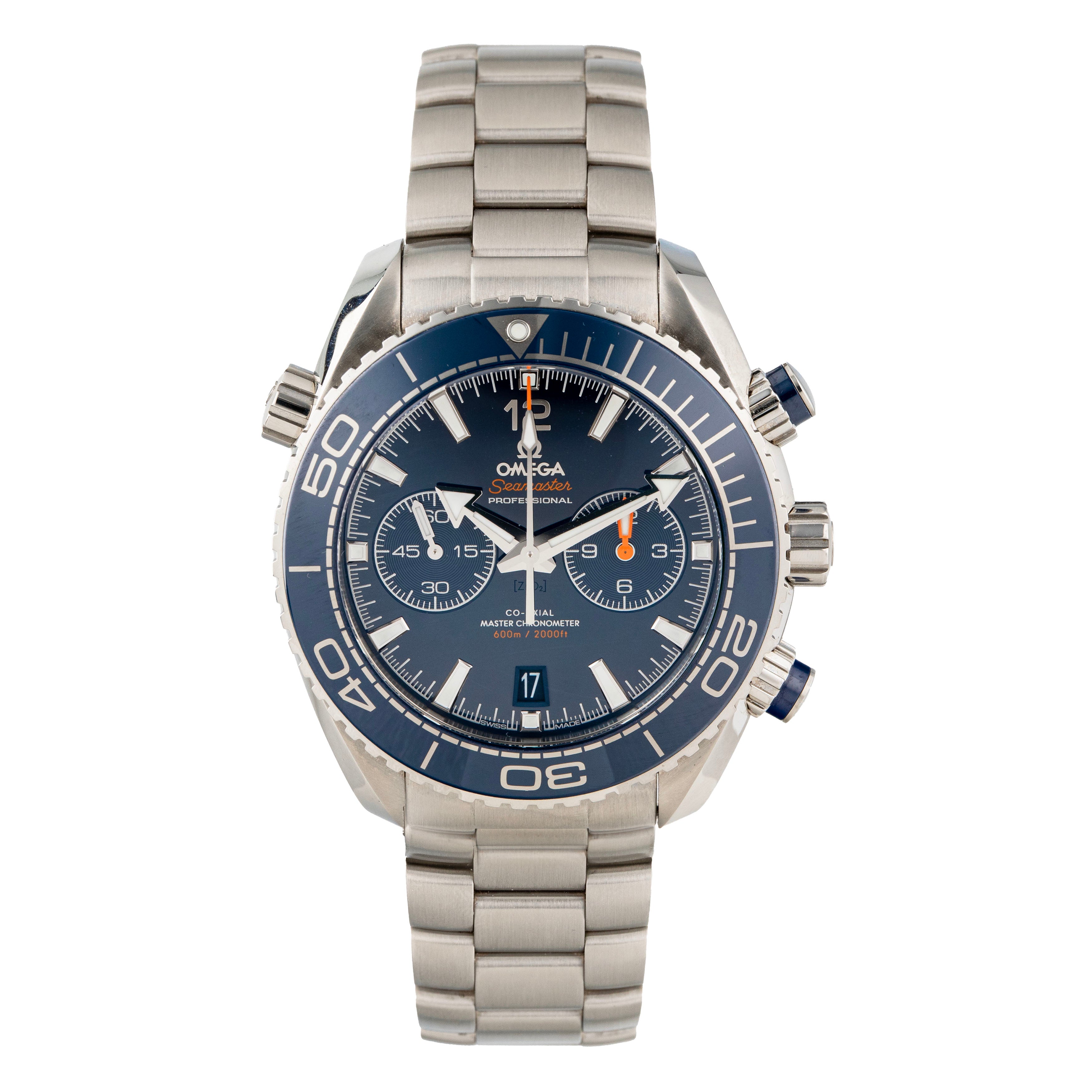 Omega Seamaster Planet Ocean 600m Chronograph Stainless Steel Blue Dial 45.5mm 215.30.46.51.03.001 Full Set