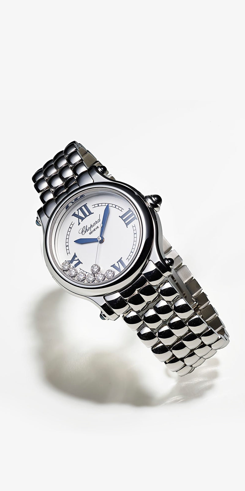Chopard Geneve stainless steel case with 7 diamonds 