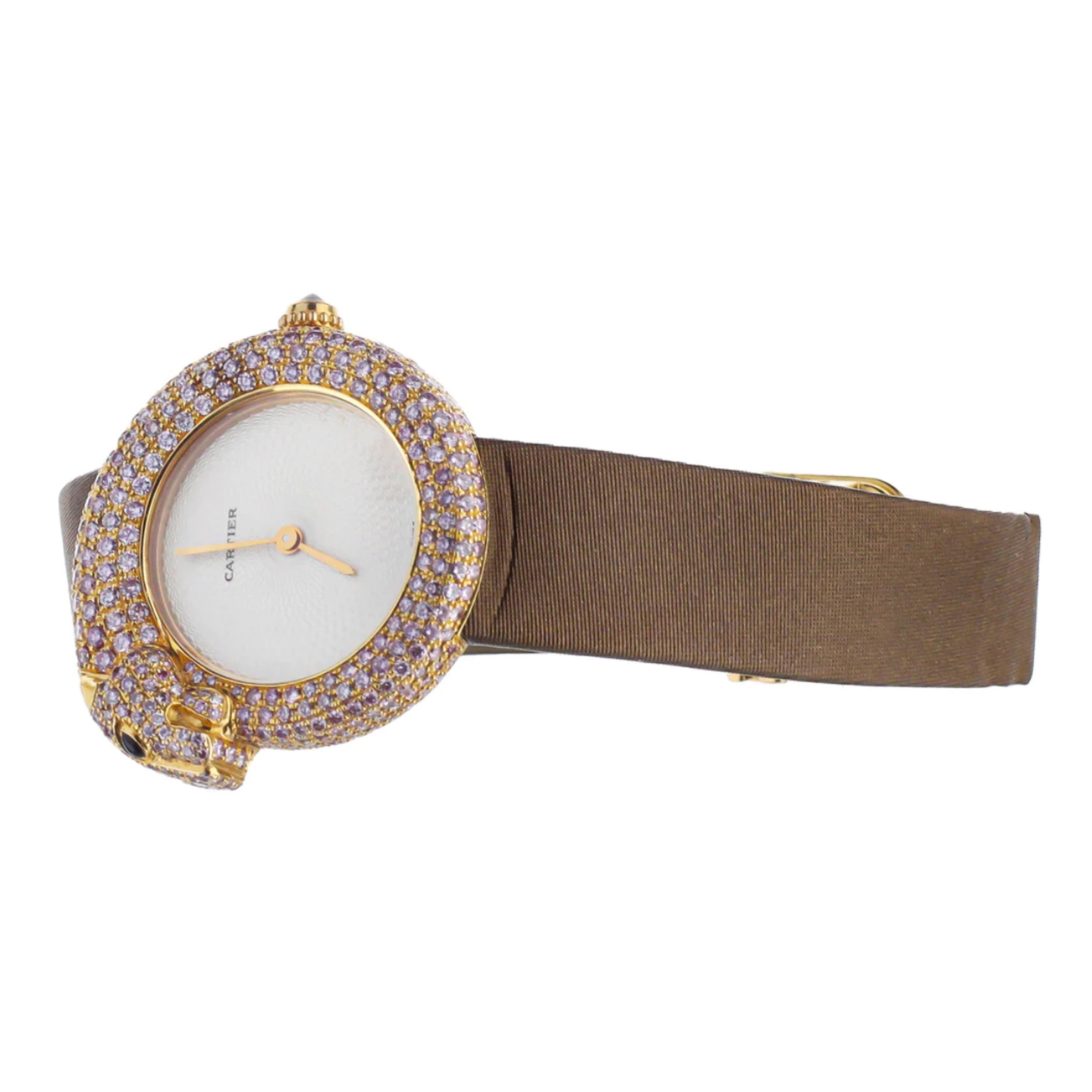 Cartier 1925 Rose Gold Panthere Pink Diamond Watch 2445 DM1157 32mm Full Set