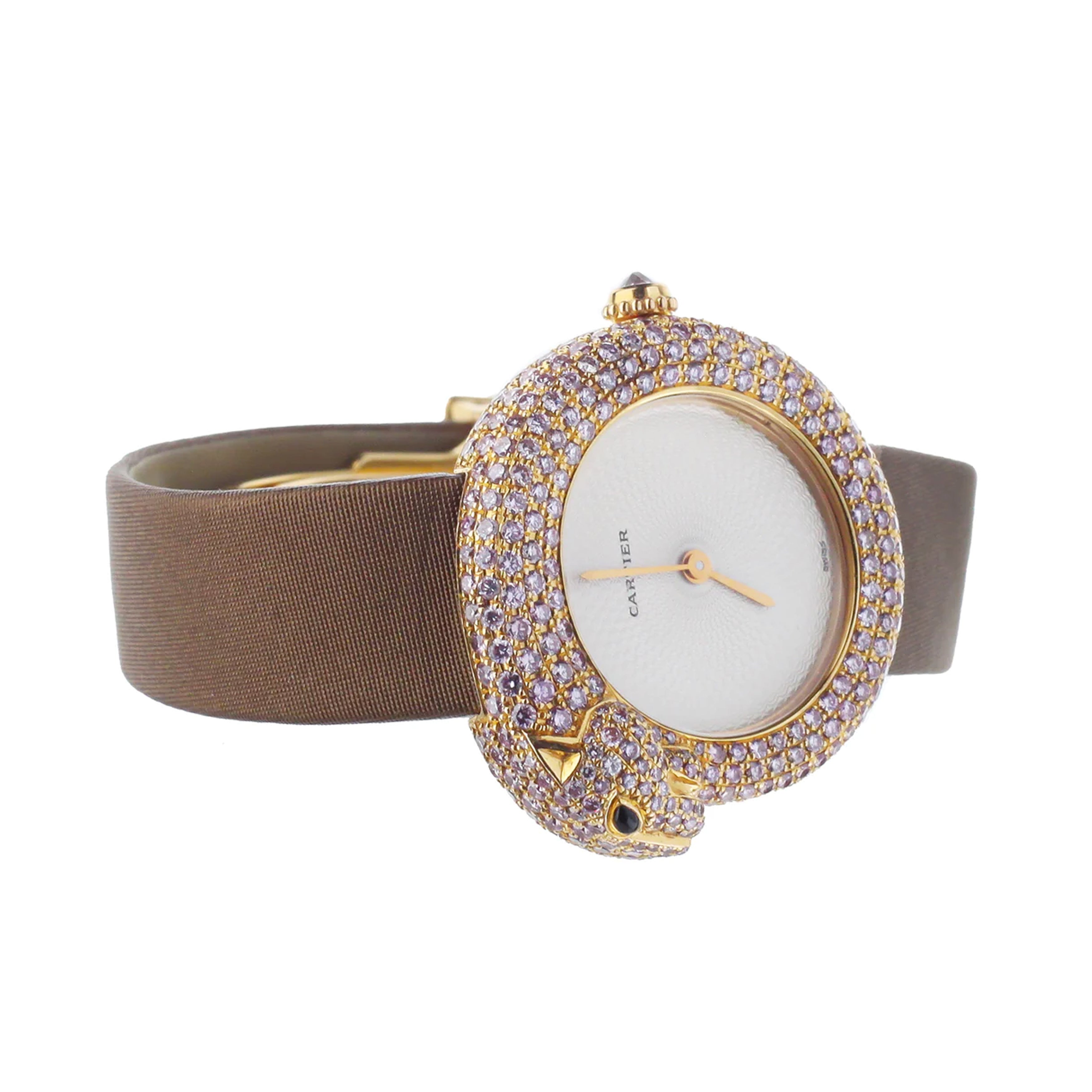 Cartier 1925 Rose Gold Panthere Pink Diamond Watch 2445 DM1157 32mm Full Set