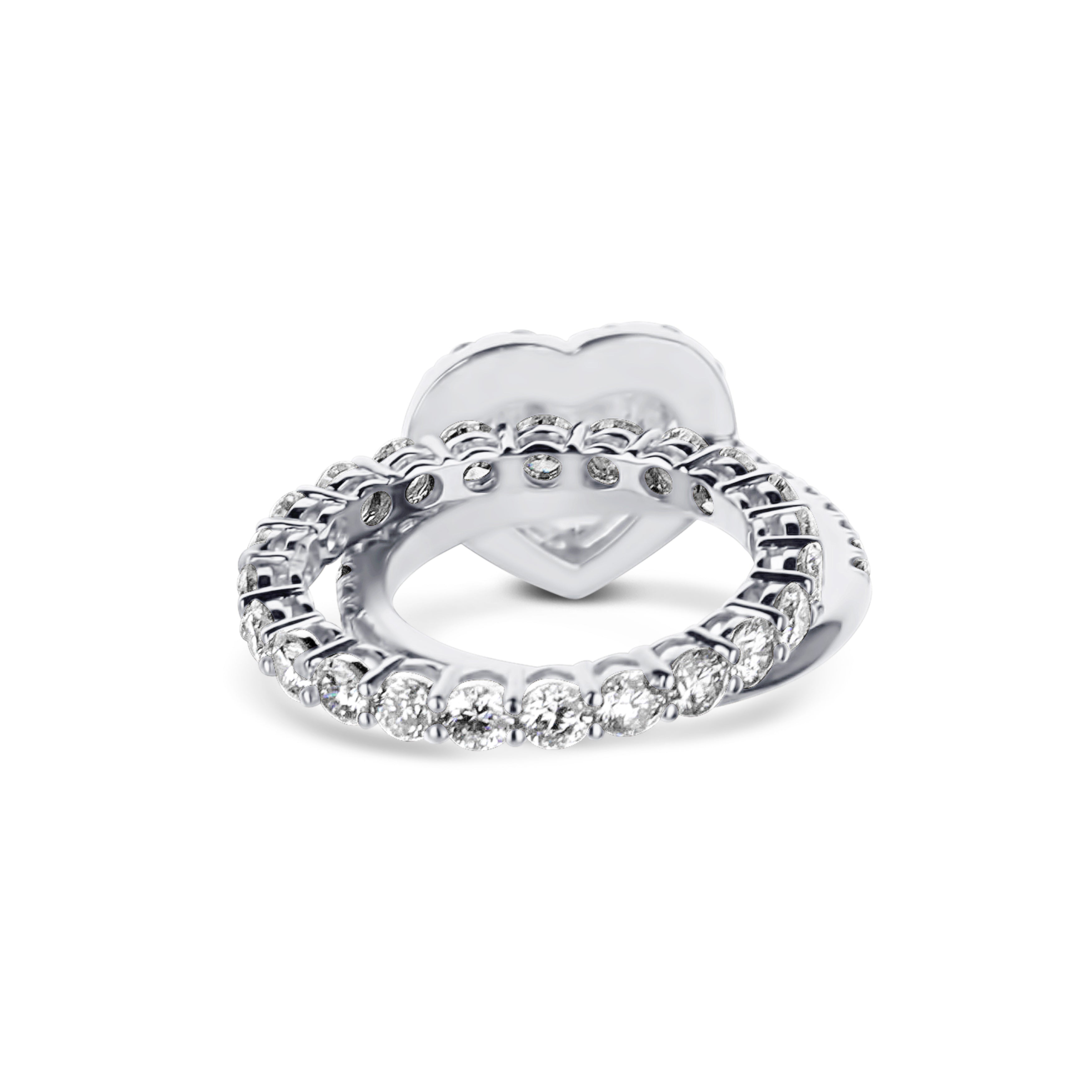 18K White Gold 2.00Ct Brilliant Cut Heart Diamond Engagement Ring With French "U" Micro Pave