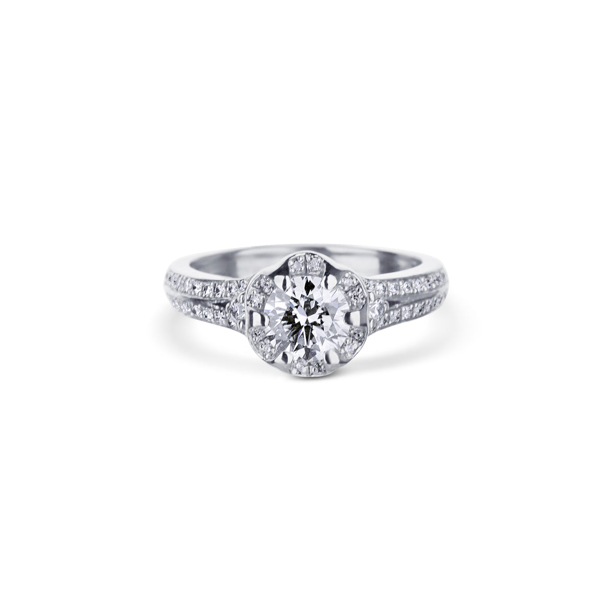 Platinum Round Brilliant Cut Diamond Engagement Ring